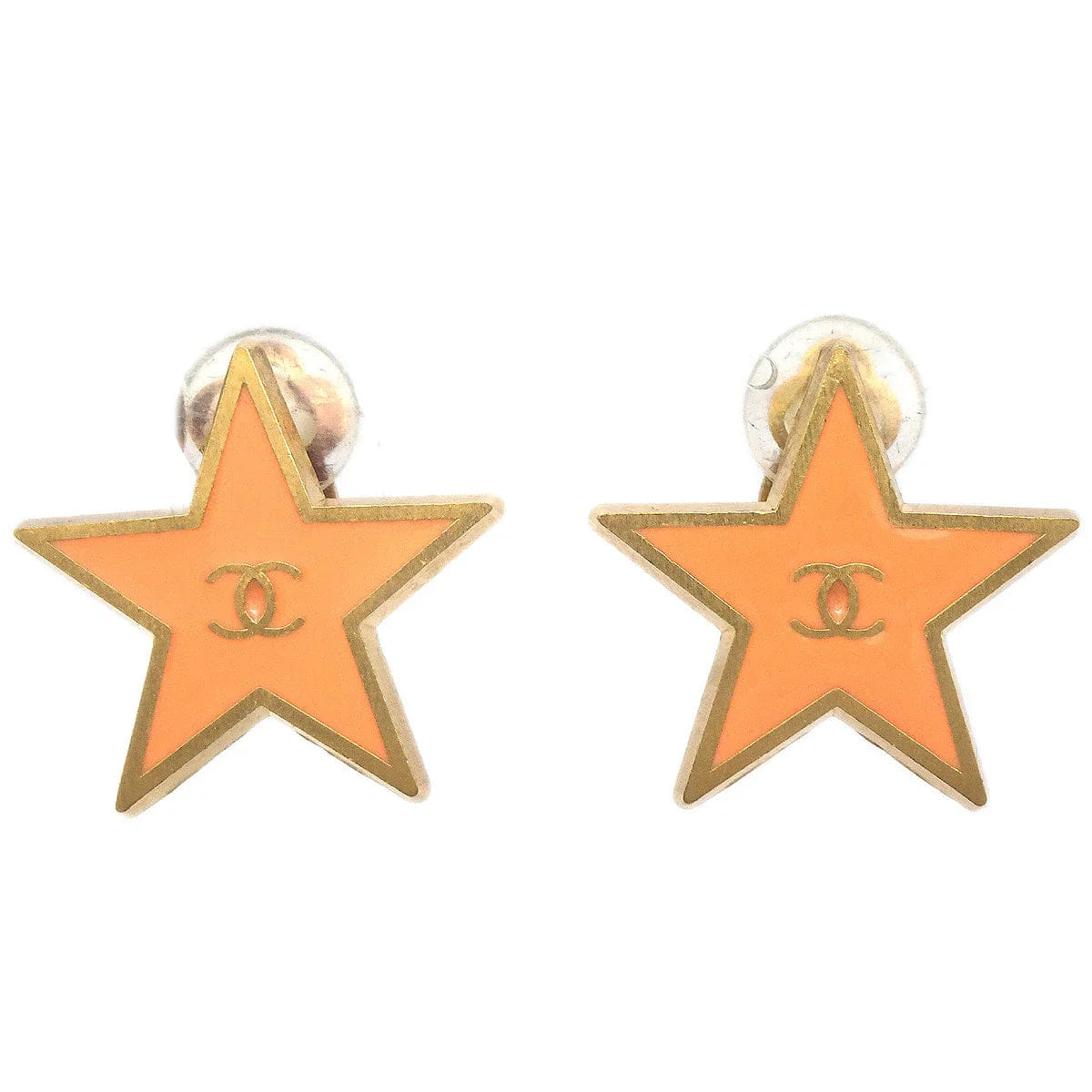 Chanel Star Earrings Clip - On Orange 01P