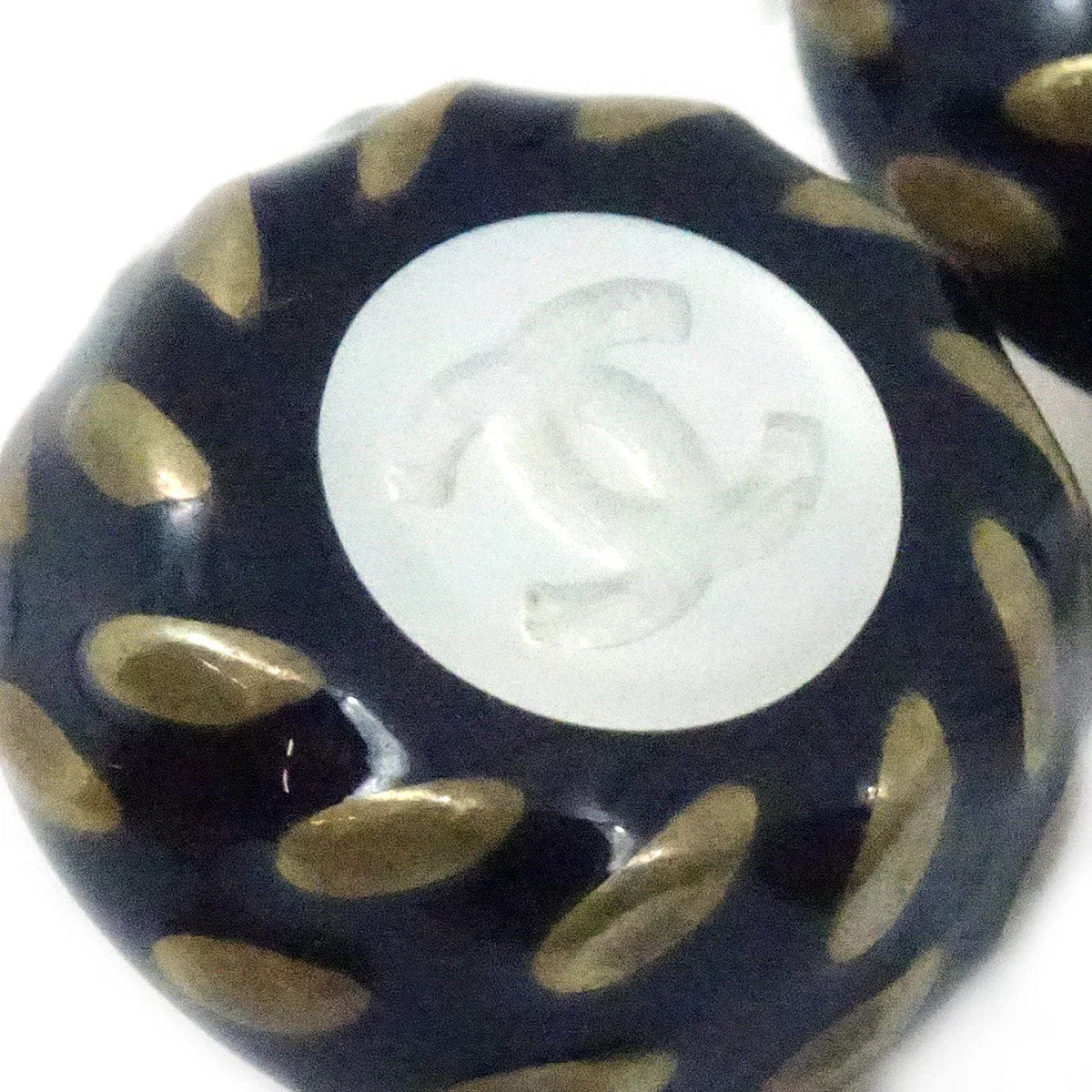 Chanel Button Earrings Clip - On Black 97A
