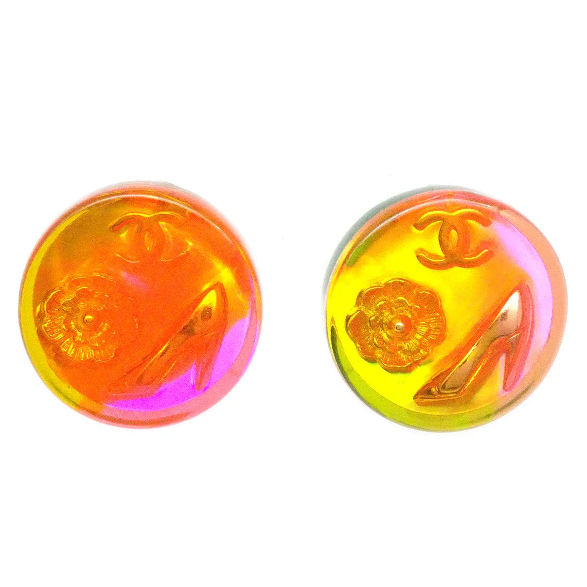 Chanel Rainbow Lucite Earrings Clip - On 97A