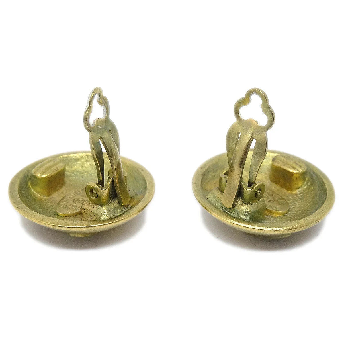 Chanel 1995 Button Earrings Clip - On Gold