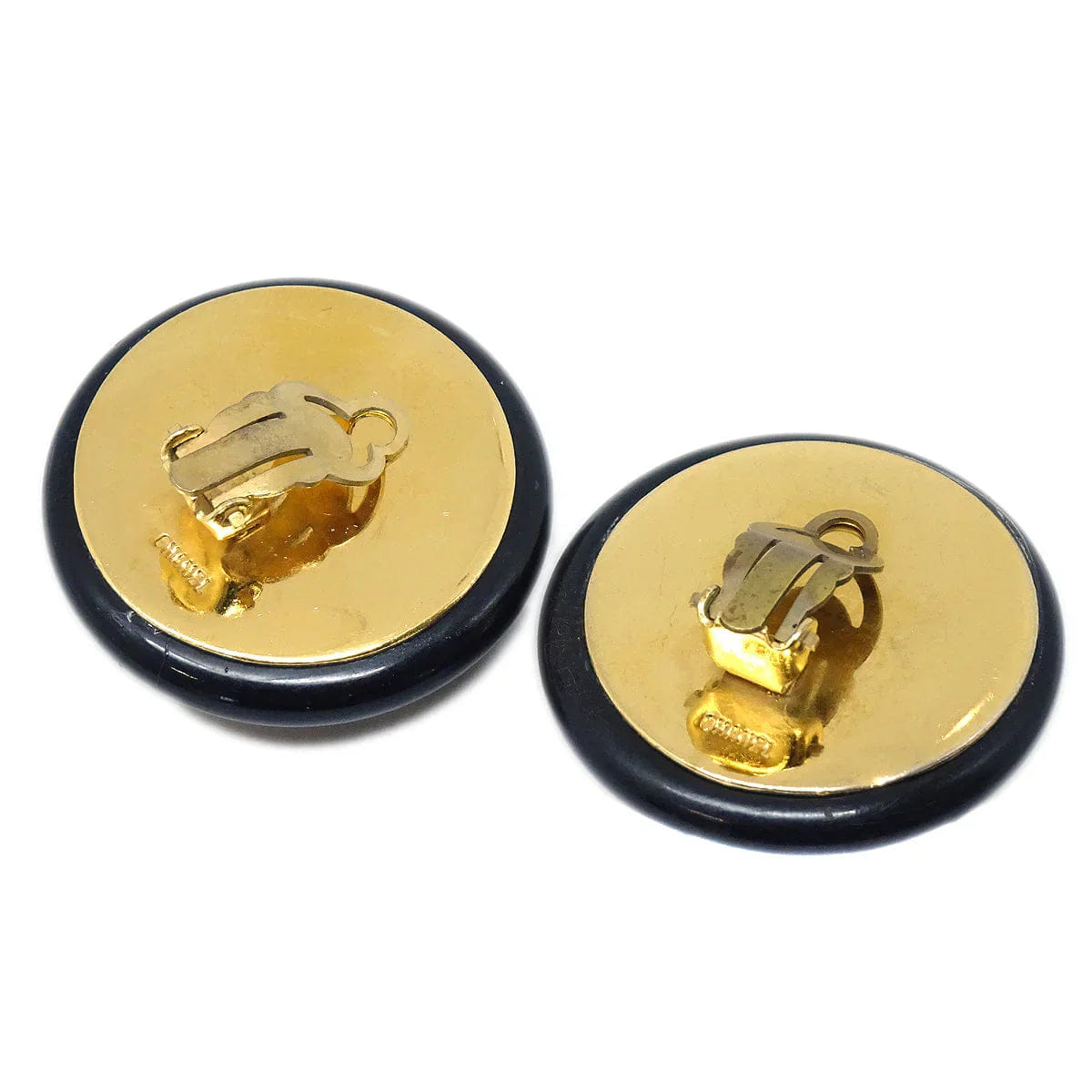 Chanel Black & Gold CC Earrings Clip - On