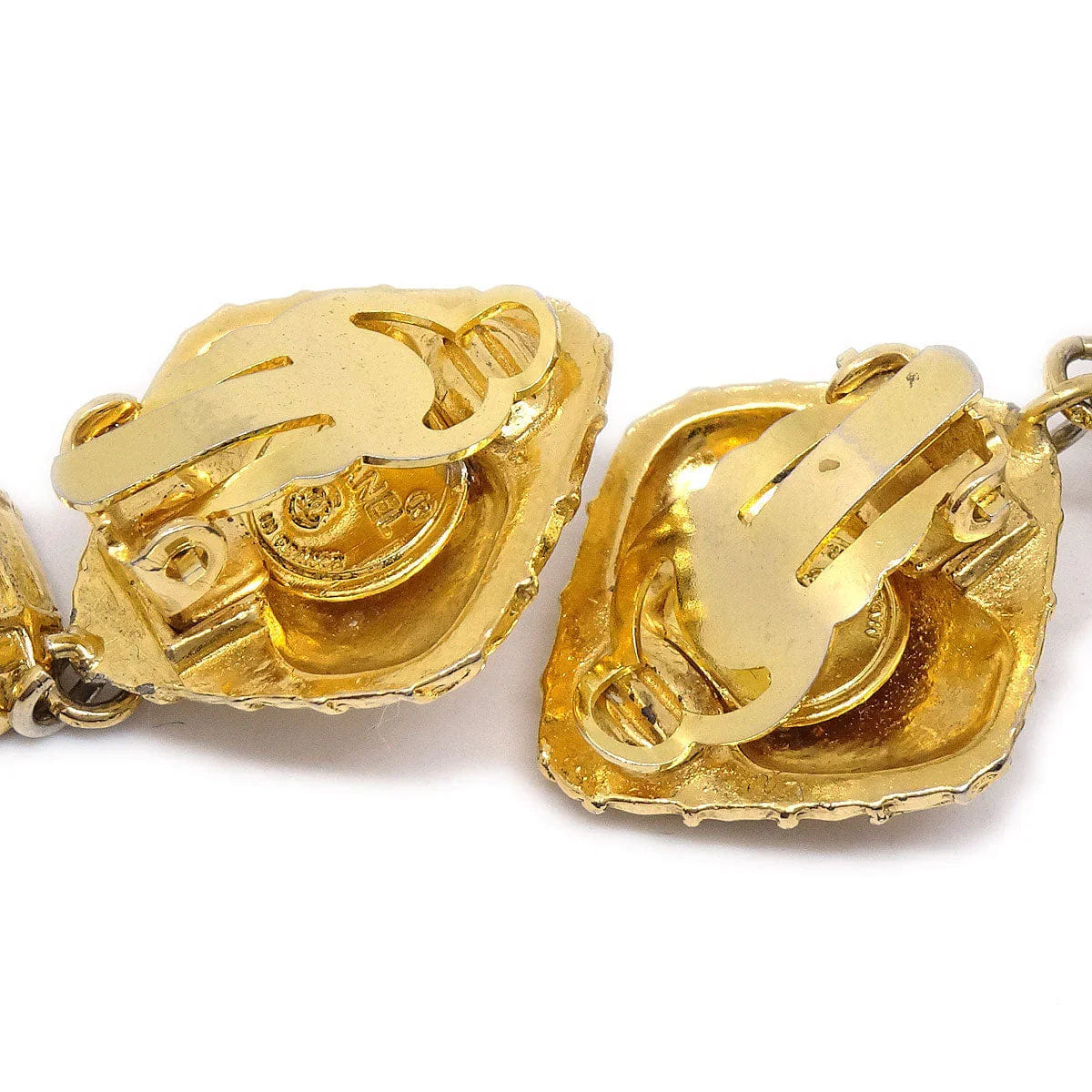 Chanel 1980s Bow Dangling Earrings Clip - On Gold