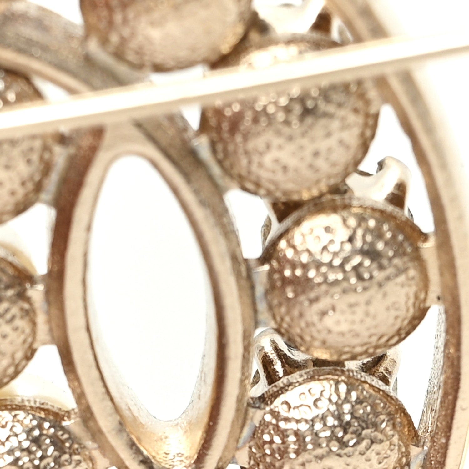 Chanel Pearl Crystal CC Brooch Gold Pearly White