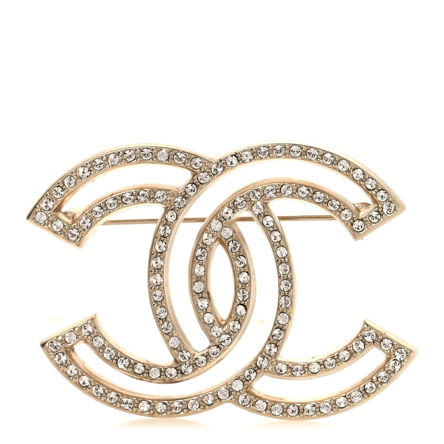 Chanel Metal Crystal CC Brooch Gold