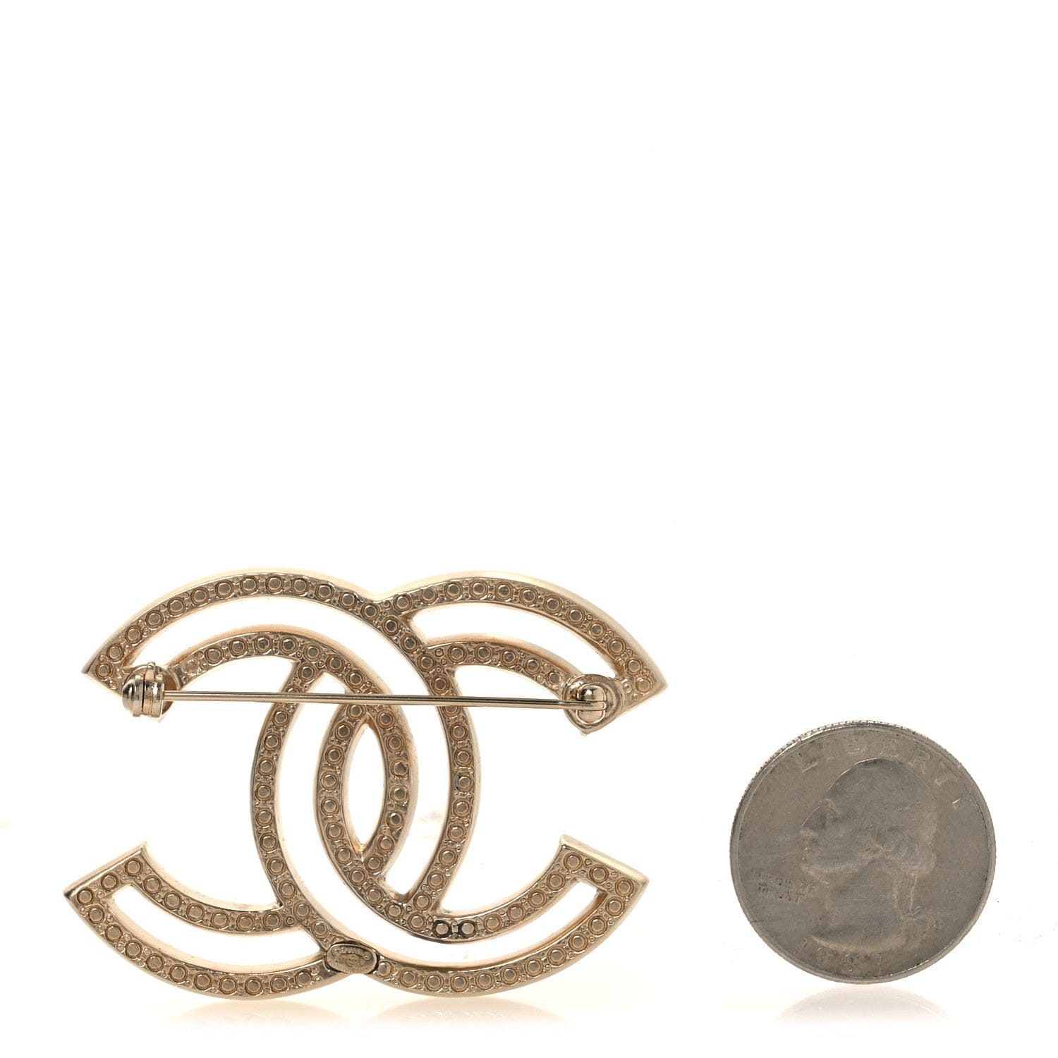Chanel Metal Crystal CC Brooch Gold