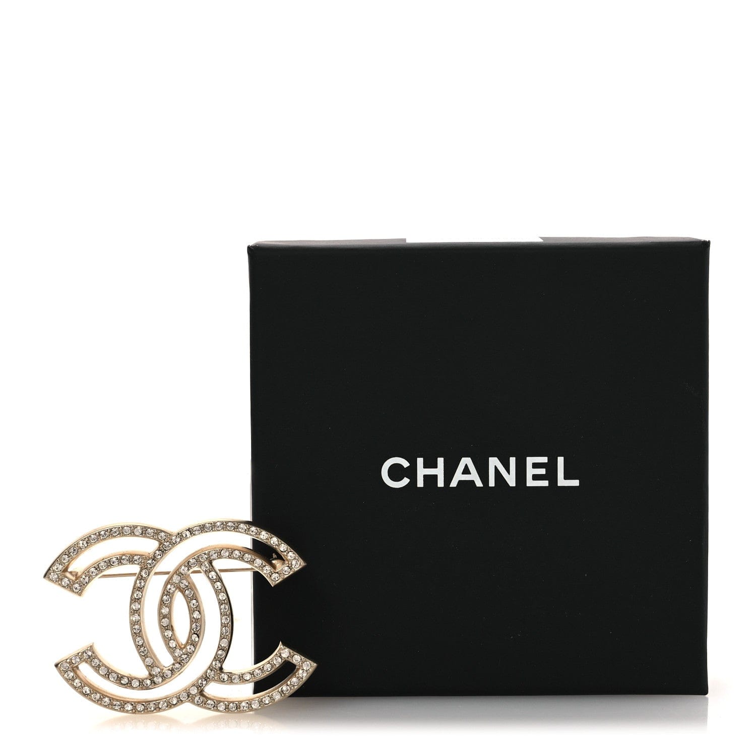 Chanel Metal Crystal CC Brooch Gold