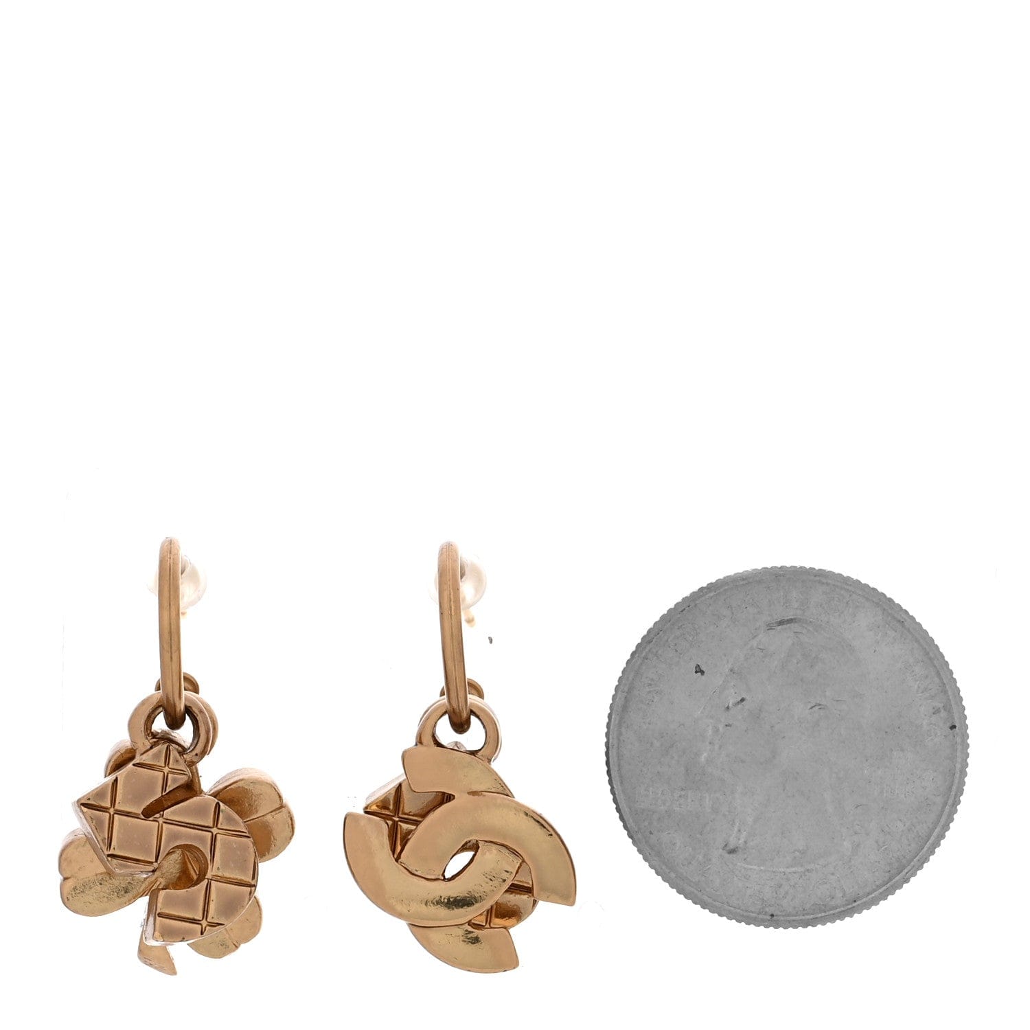 Chanel Metal Drop No 5 Clover CC Earrings Gold
