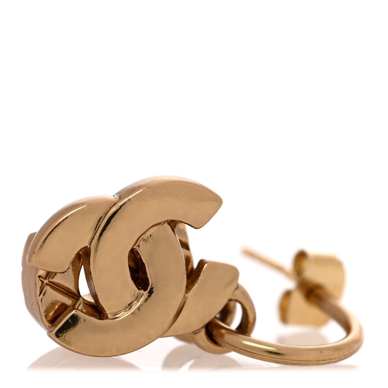 Chanel Metal Drop No 5 Clover CC Earrings Gold