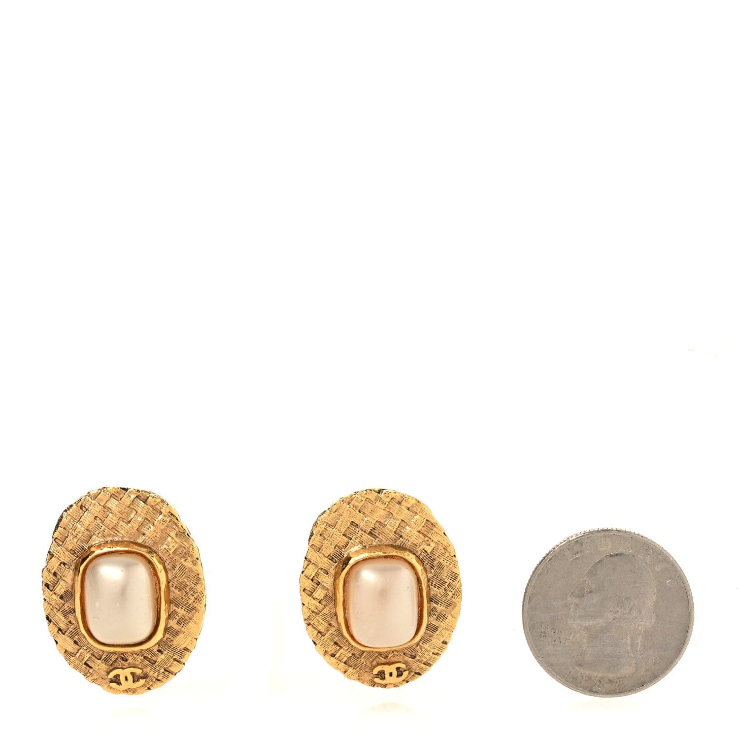 Chanel Pearl Clip On Earrings Gold