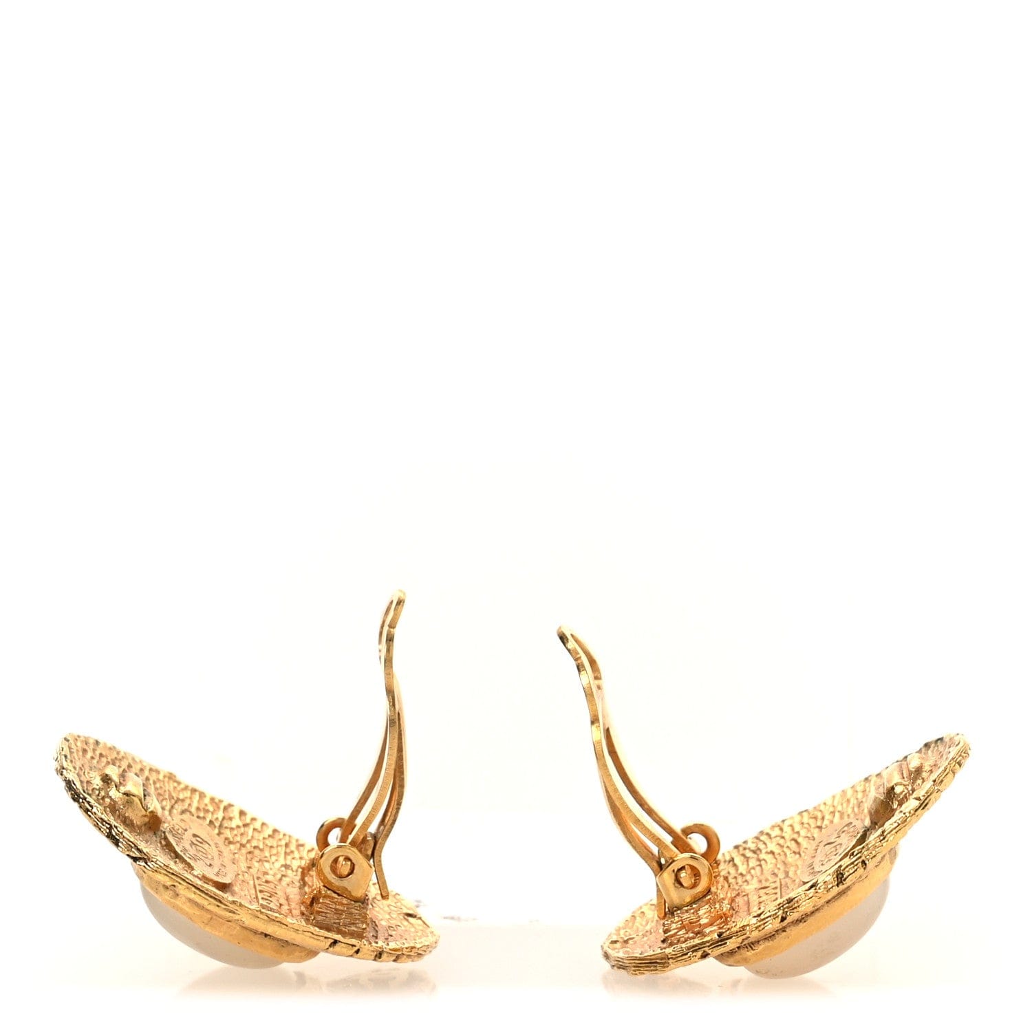 Chanel Pearl Clip On Earrings Gold