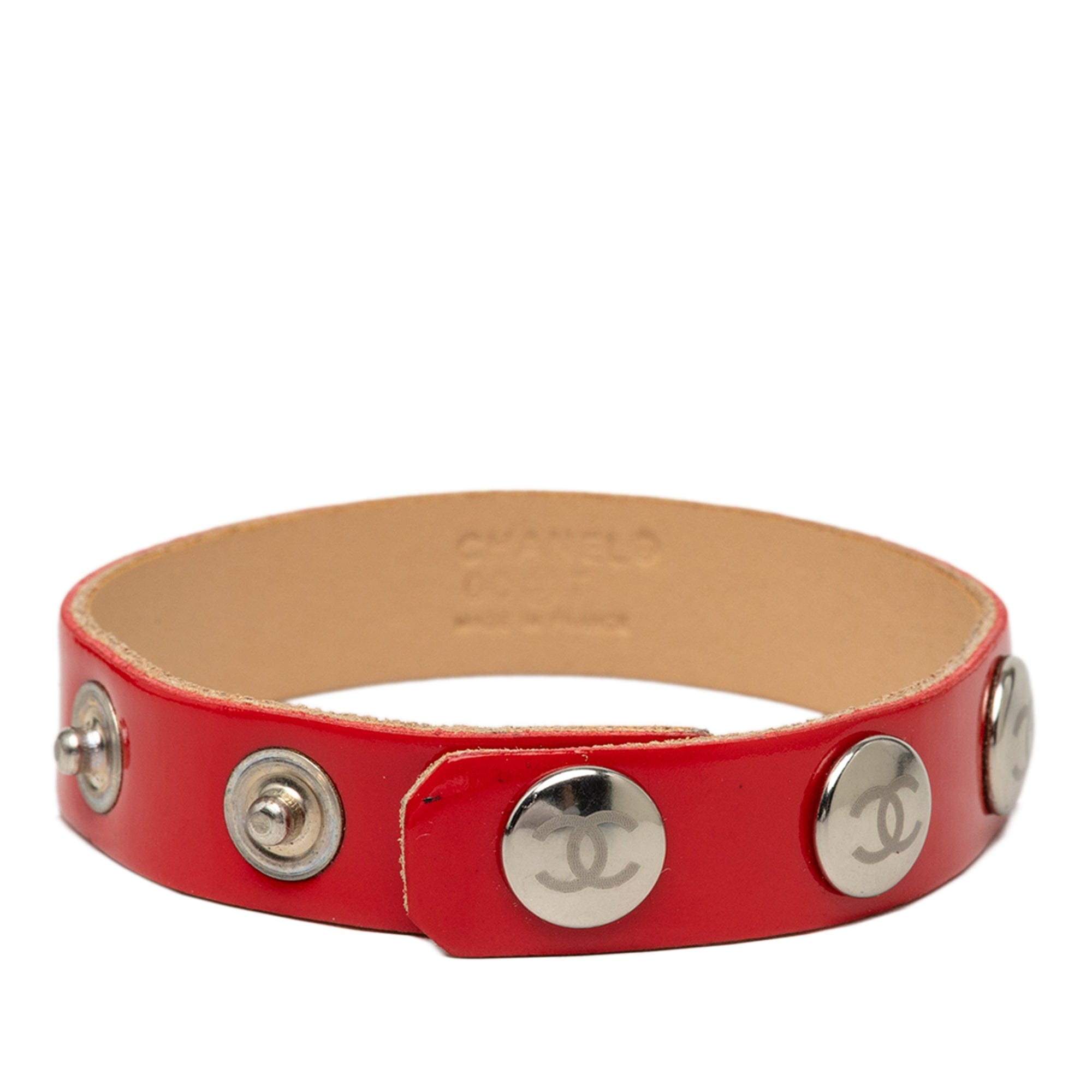 Chanel Studded CC Calfskin Logo Bracelet