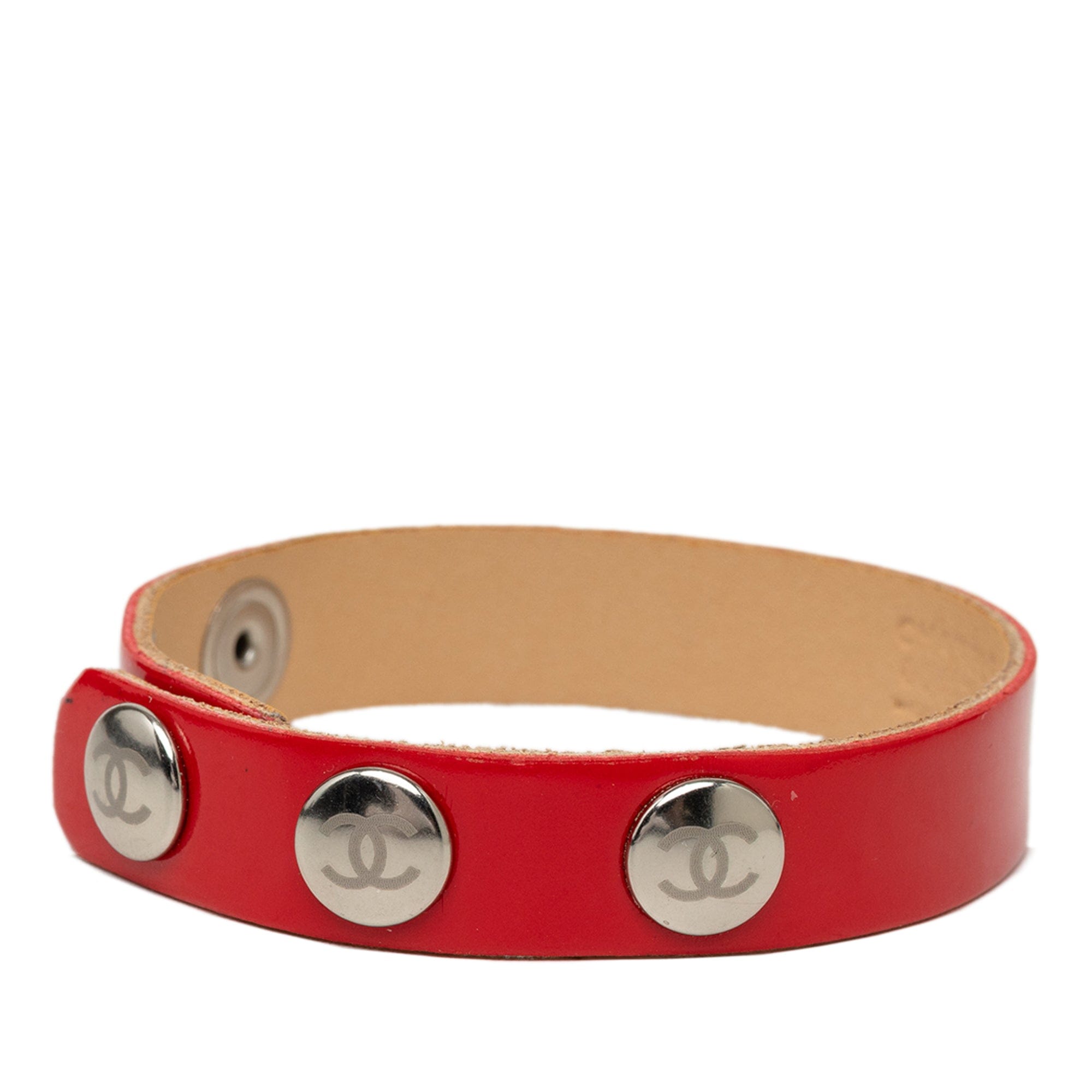 Chanel Studded CC Calfskin Logo Bracelet