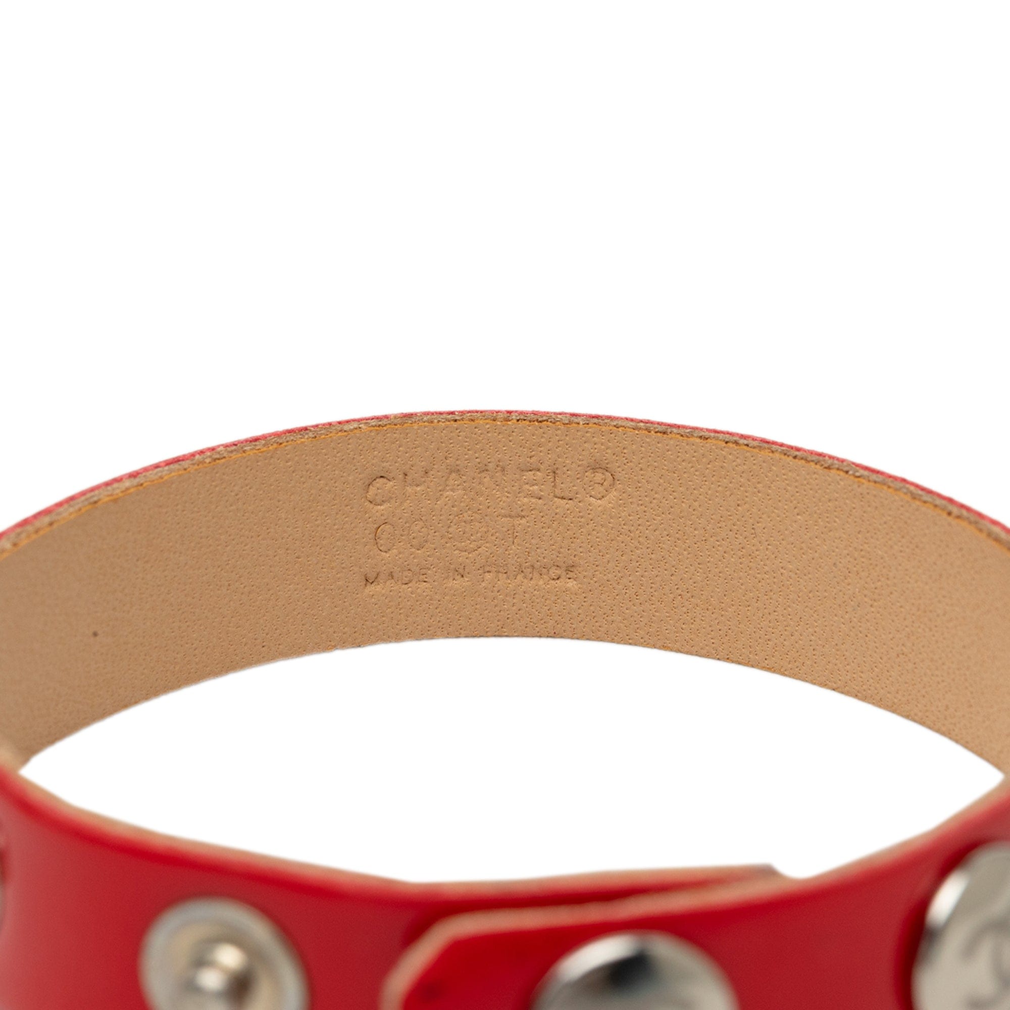 Chanel Studded CC Calfskin Logo Bracelet