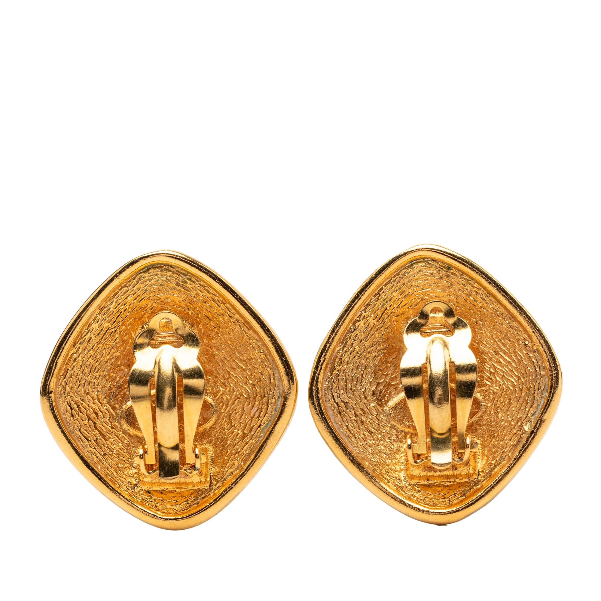 Chanel CC Gold Plated Diamond Clip On Earrings