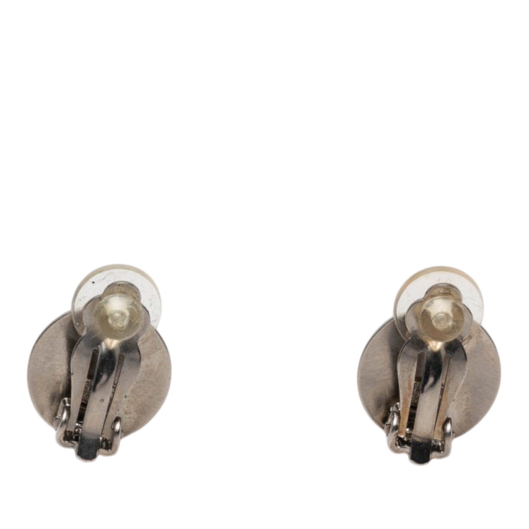 Chanel CC Brass and Gold Plated Disc Clip On Earrings