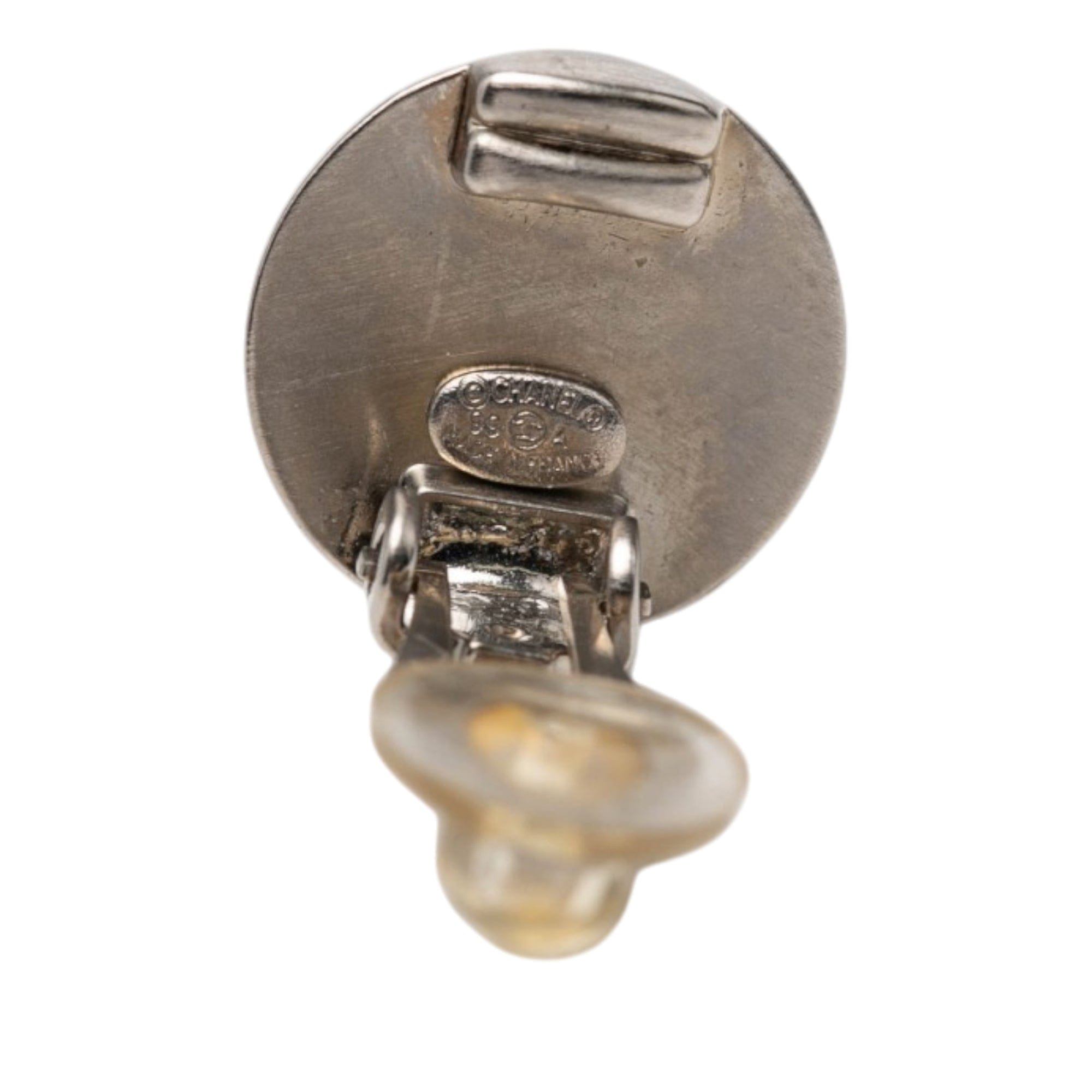 Chanel CC Brass and Gold Plated Disc Clip On Earrings