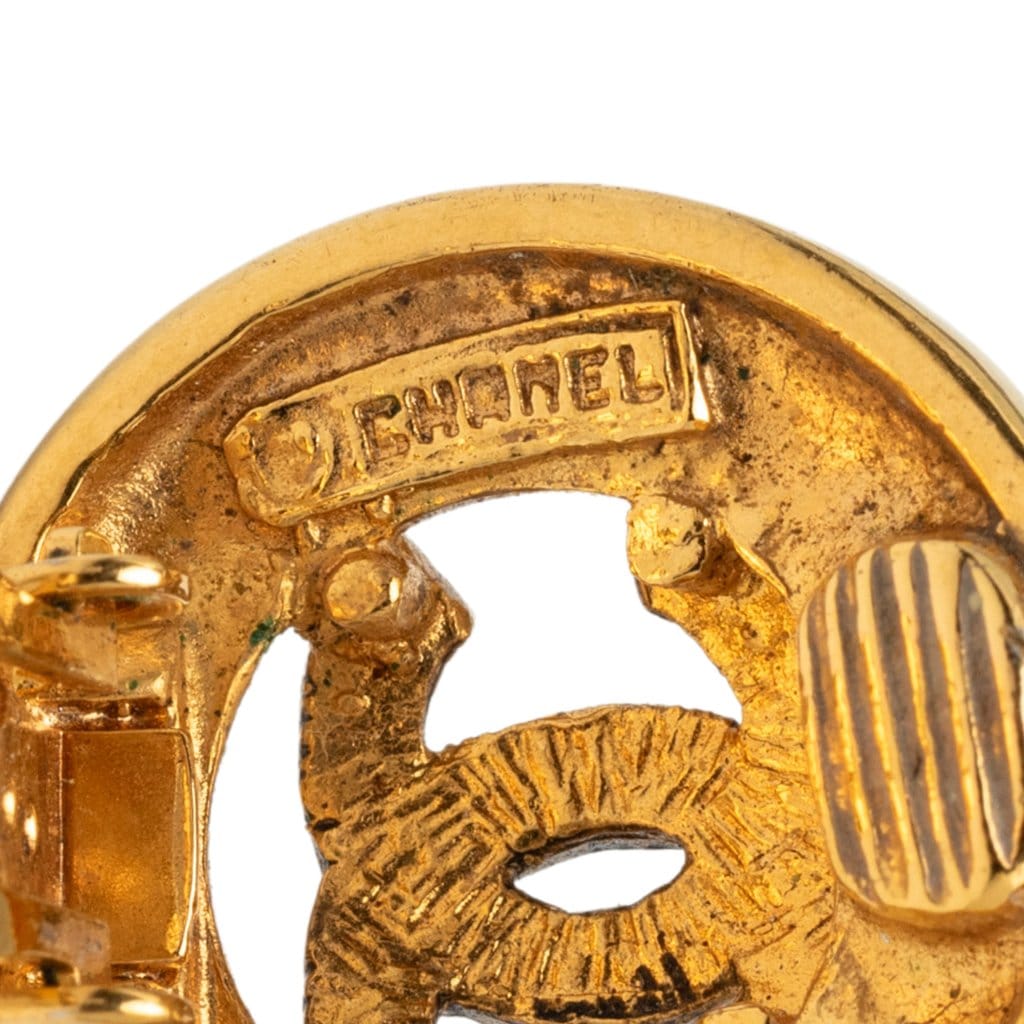 Chanel CC Gold Plated Round Clip On Earrings