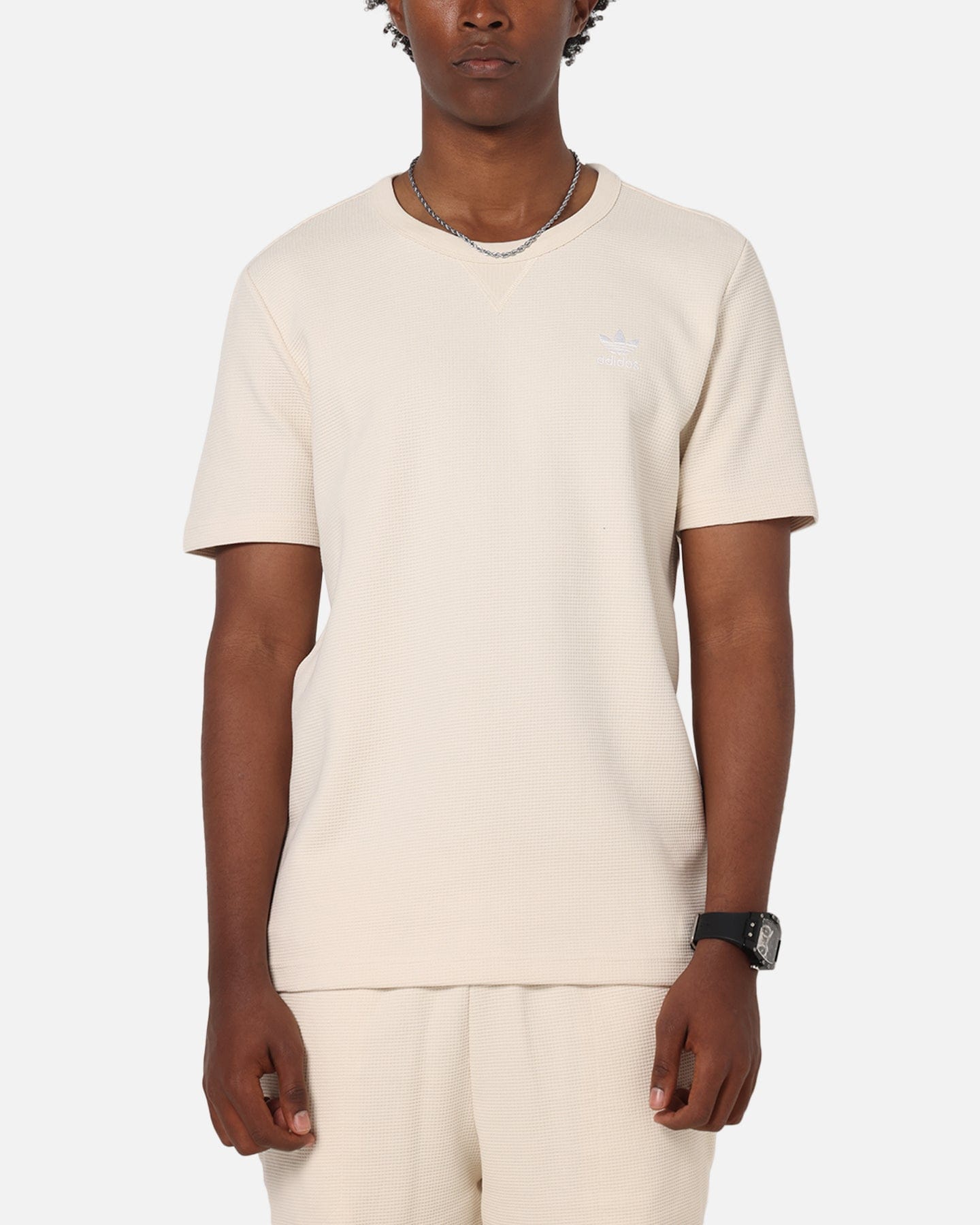 adidas Trefoil Essentials Waffle T - Shirt Wonder White