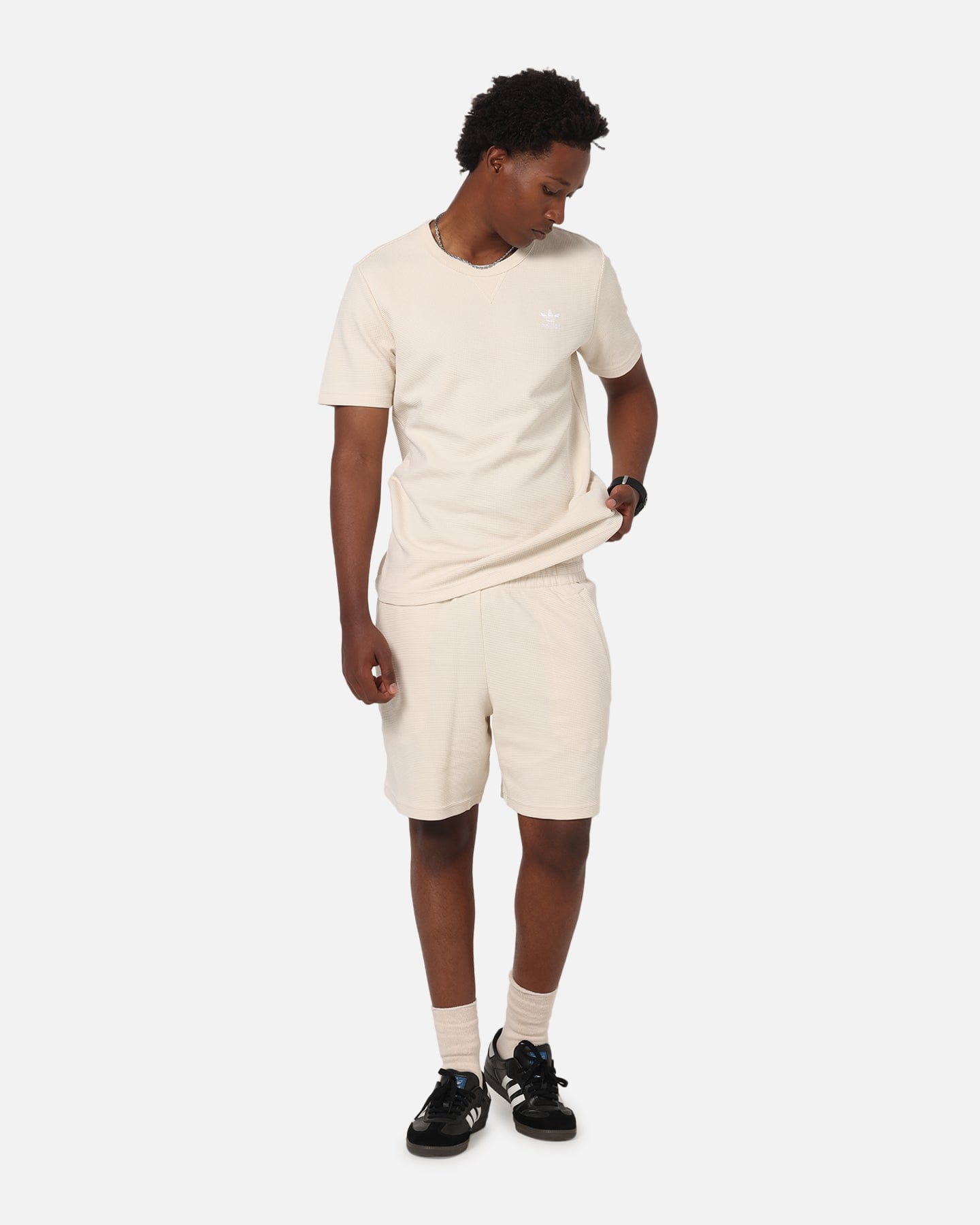 adidas Trefoil Essentials Waffle T - Shirt Wonder White