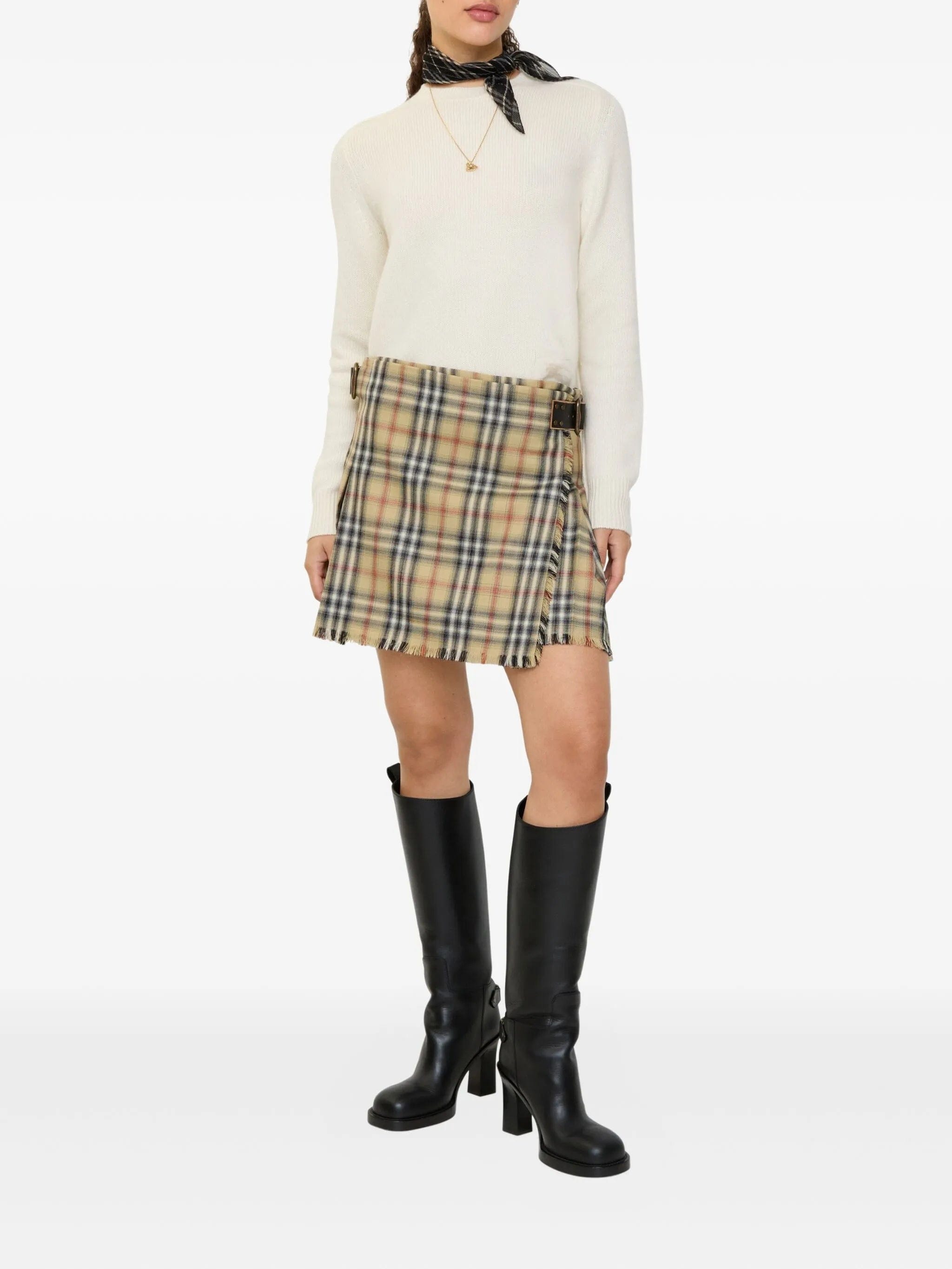 Burberry check - fringed mini skirt
