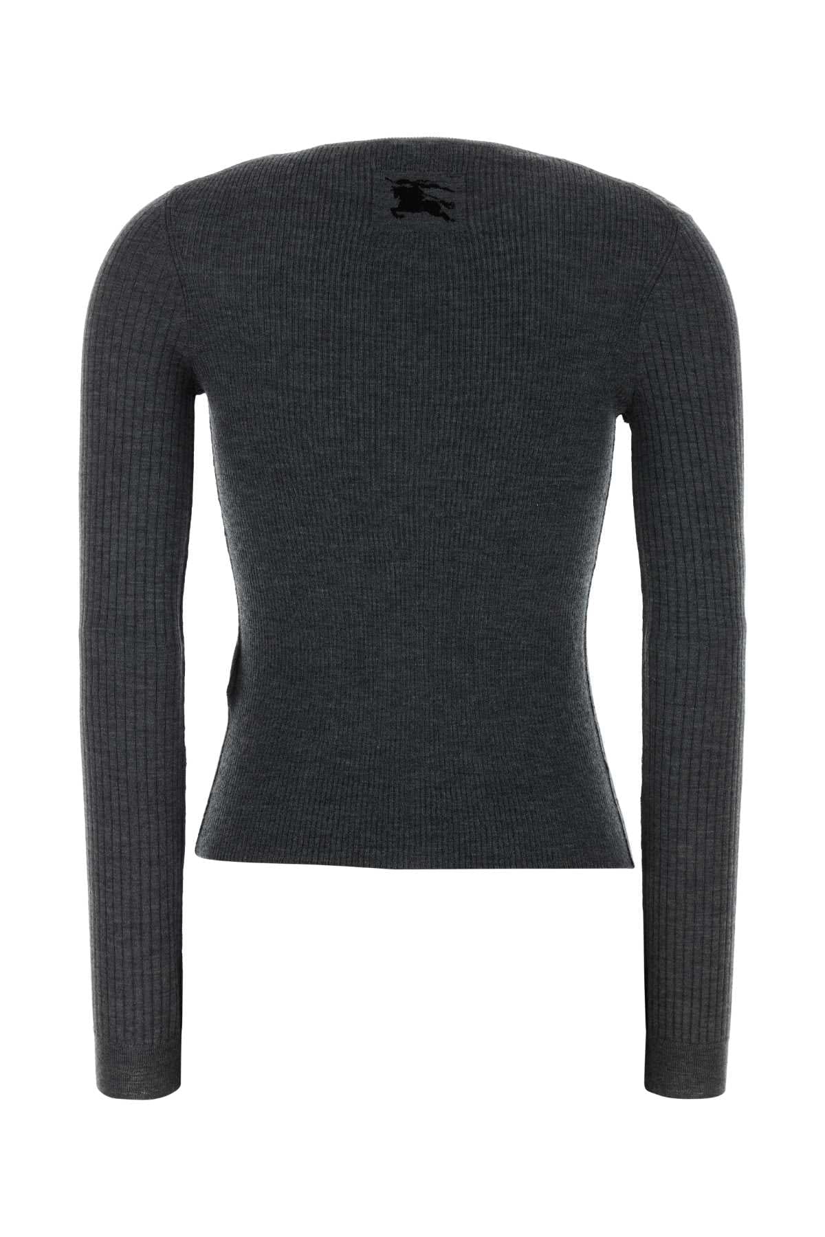 Burberry Ribbed Cashmere Cardigan — Gray