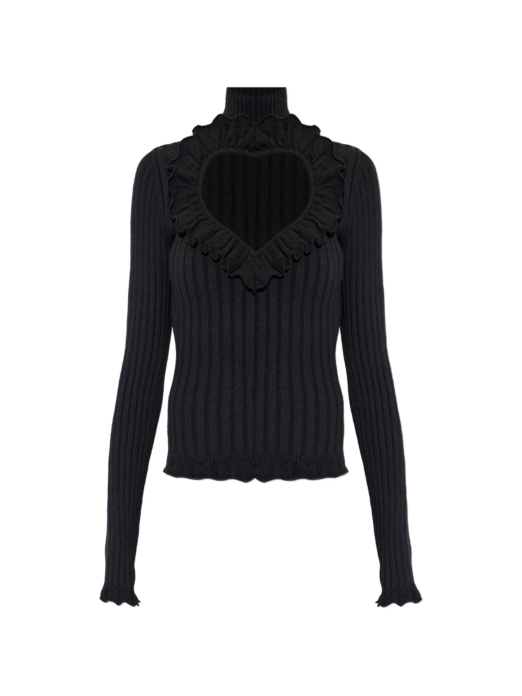 Balenciaga ruffled heart - cutout sweater