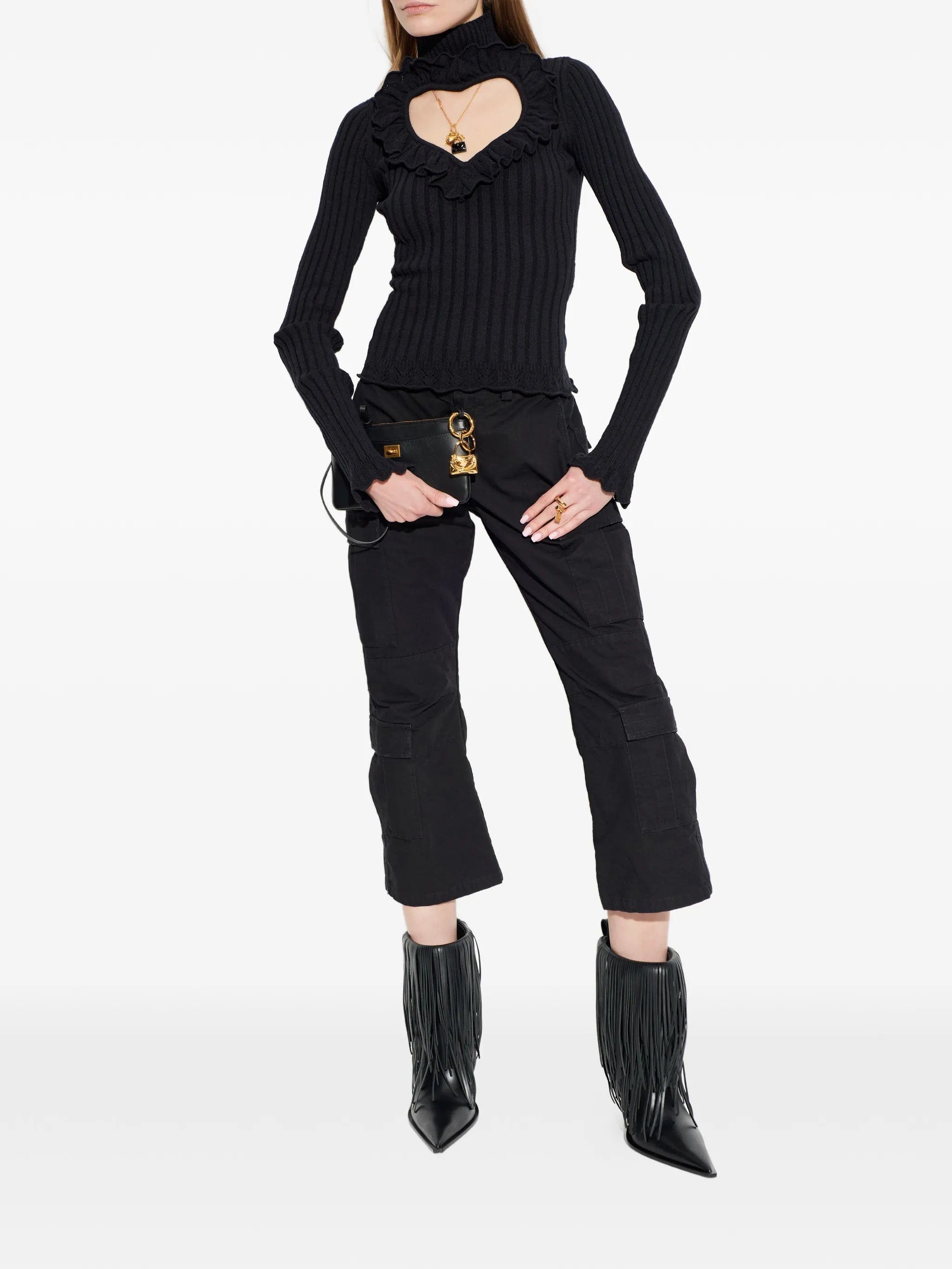 Balenciaga ruffled heart - cutout sweater