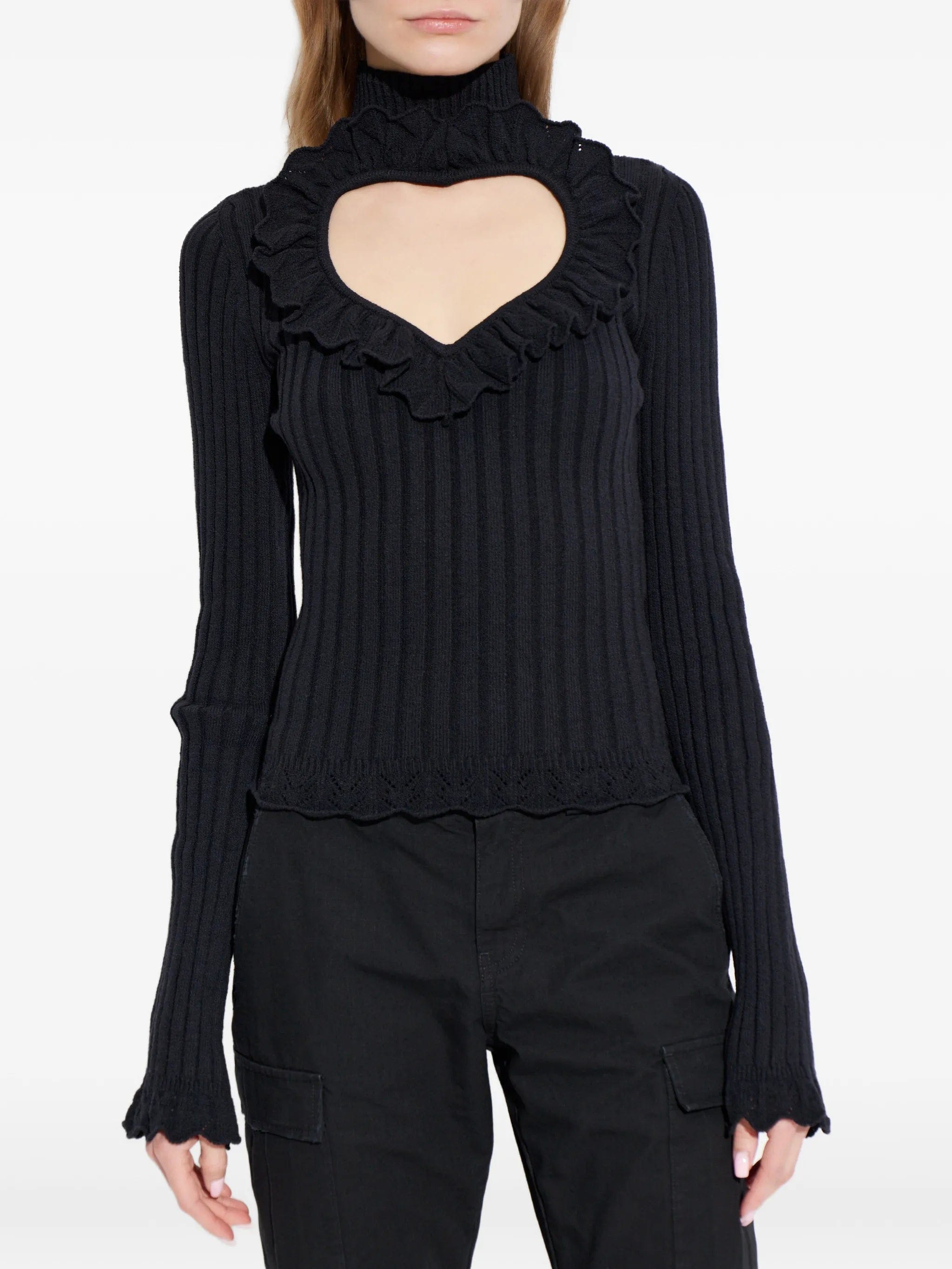Balenciaga ruffled heart - cutout sweater