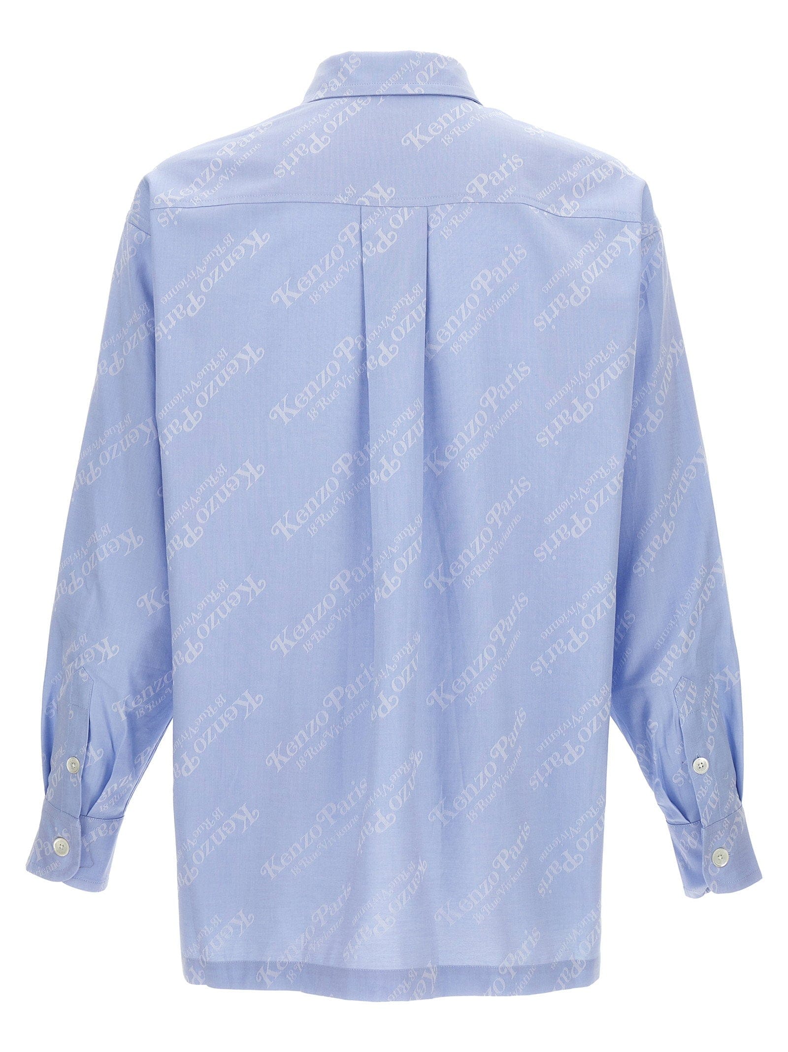 Kenzo Logo - Print Cotton Shirt — Blue