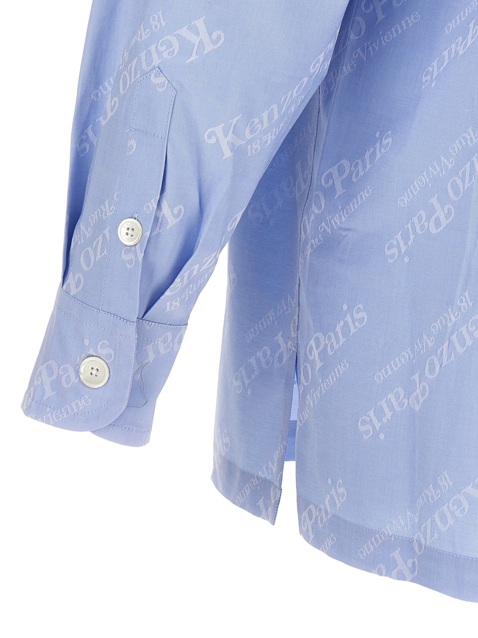 Kenzo Logo - Print Cotton Shirt — Blue