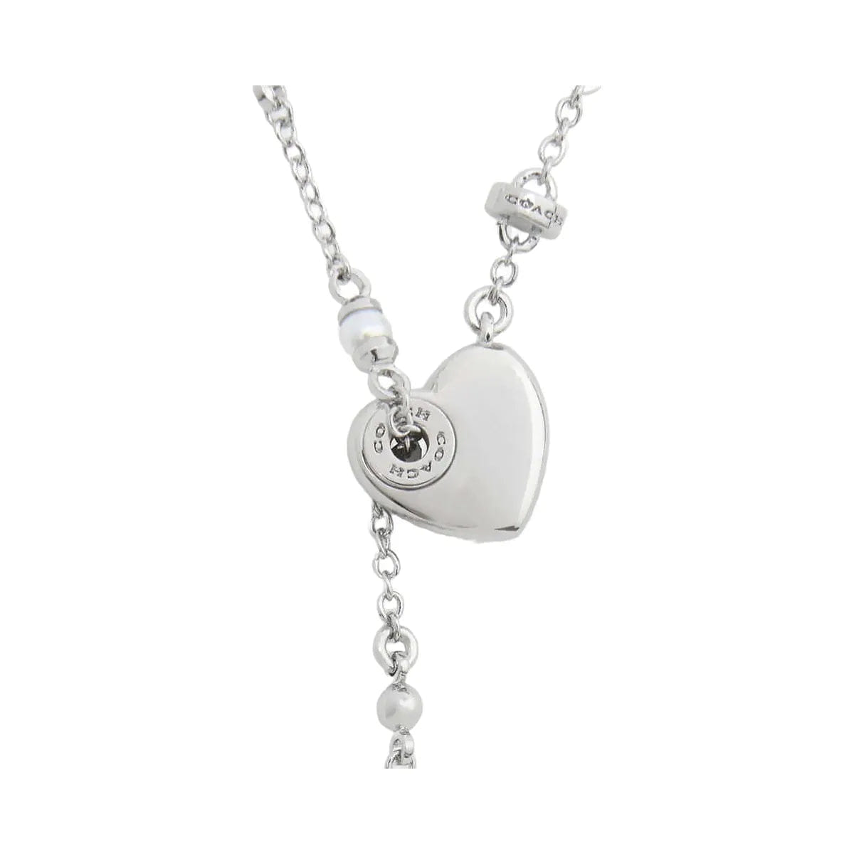 Coach Open Circle Heart Y Necklace Silver