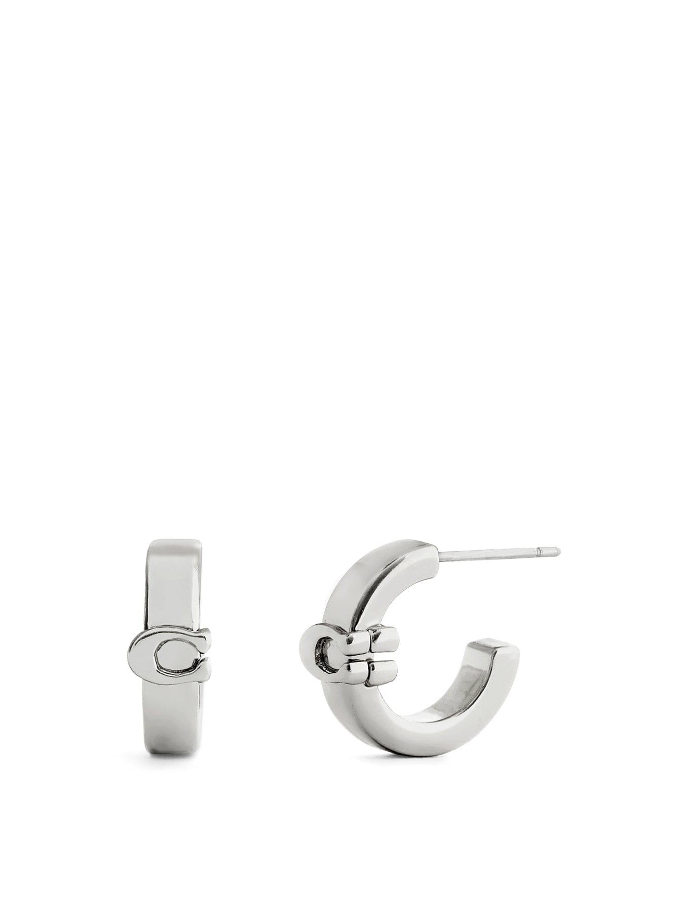 Coach C Huggie Earrings Silver