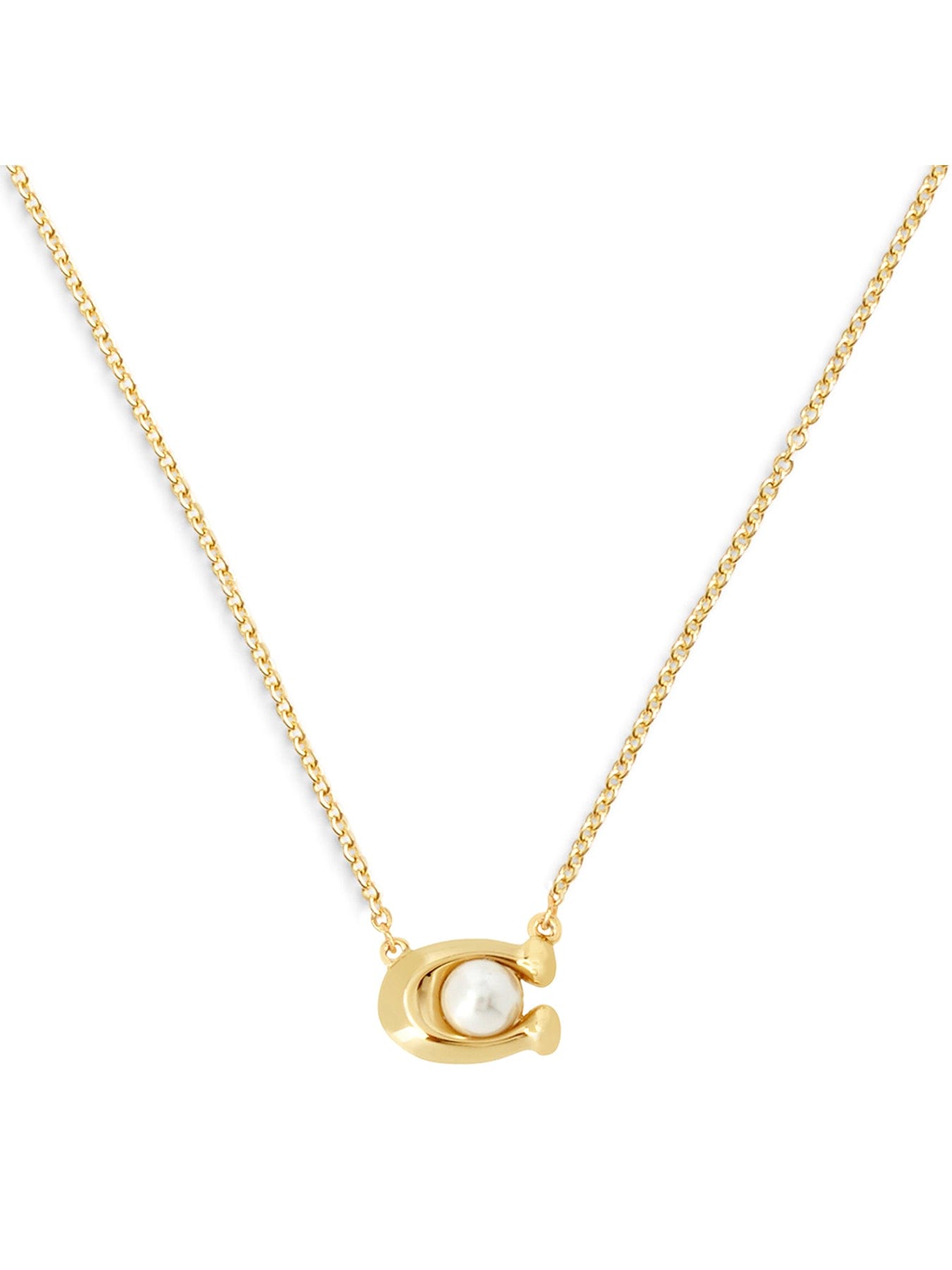 Coach C Pearl Necklace & Earrings Gift Set Gold