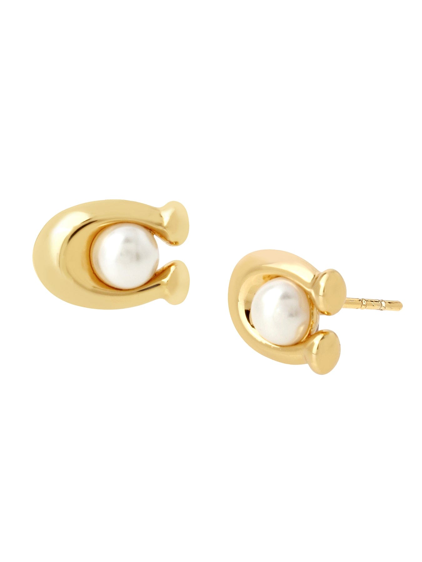 Coach C Pearl Necklace & Earrings Gift Set Gold