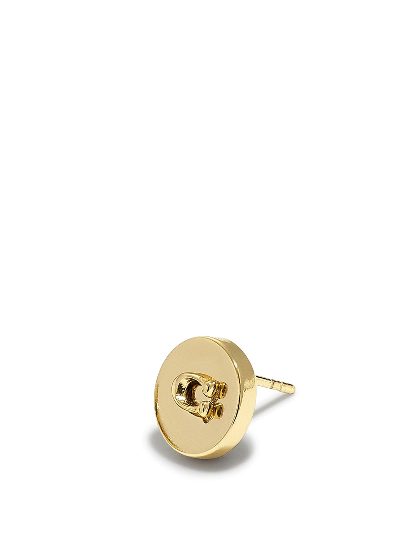 Coach Metal Logo Round Stud Earrings Gold
