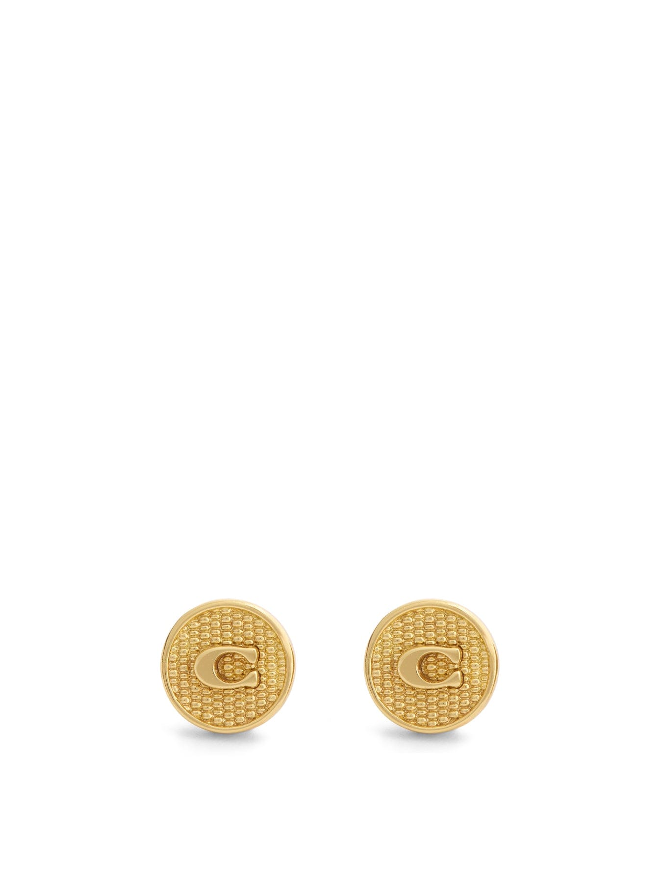 Coach Textured C Coin Stud Earrings Gold