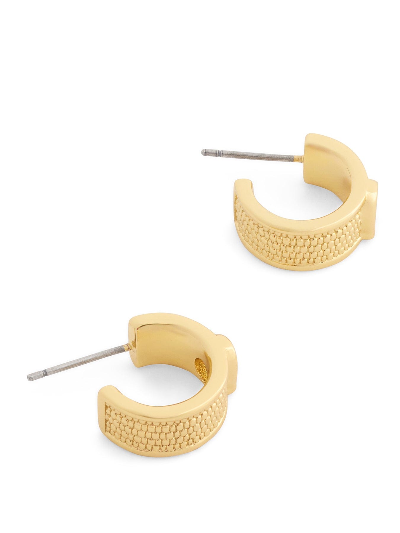 Coach Textured C Huggie Earrings Gold