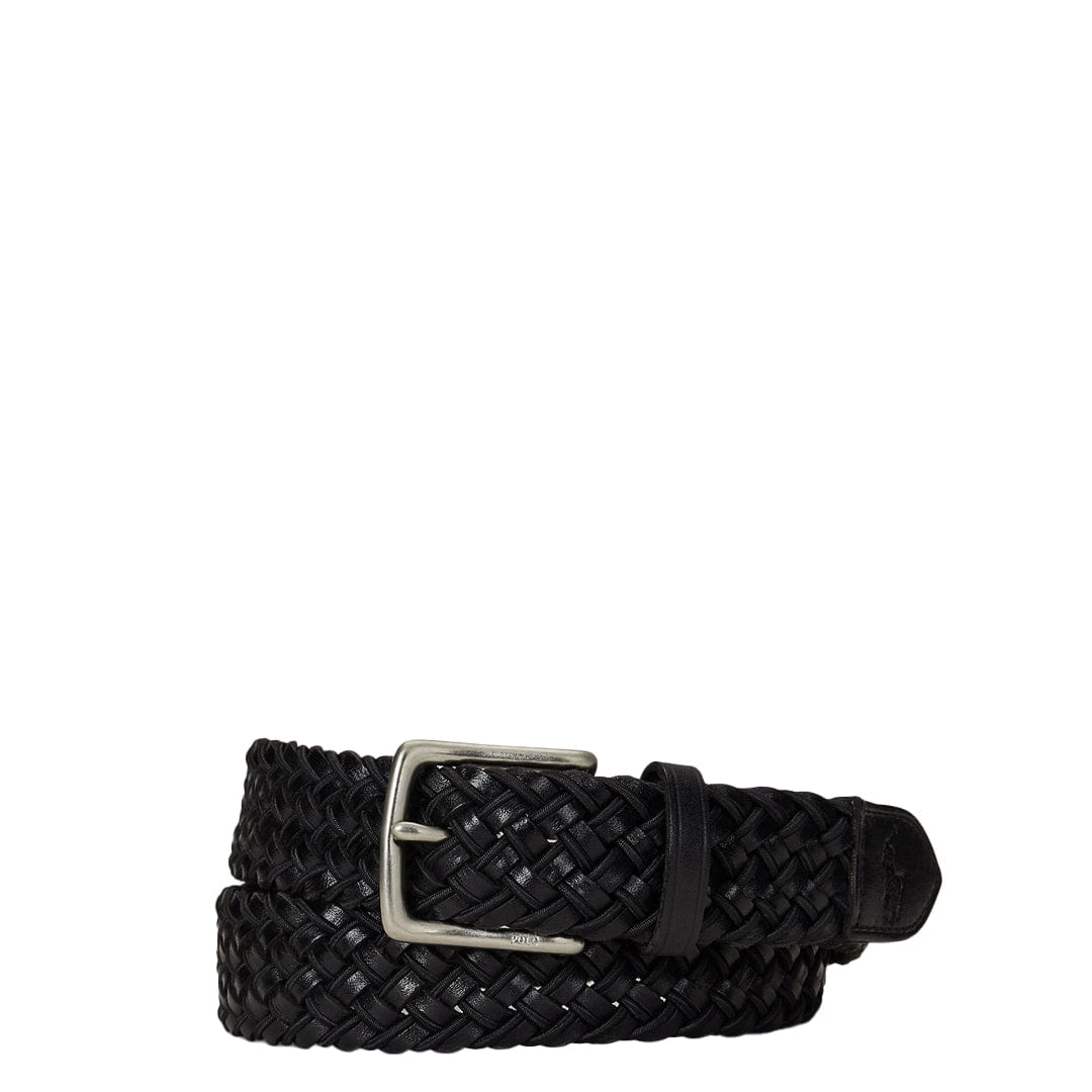 POLO RALPH Lauren LEATHER & BRAIDED CORD WOVEN BELT