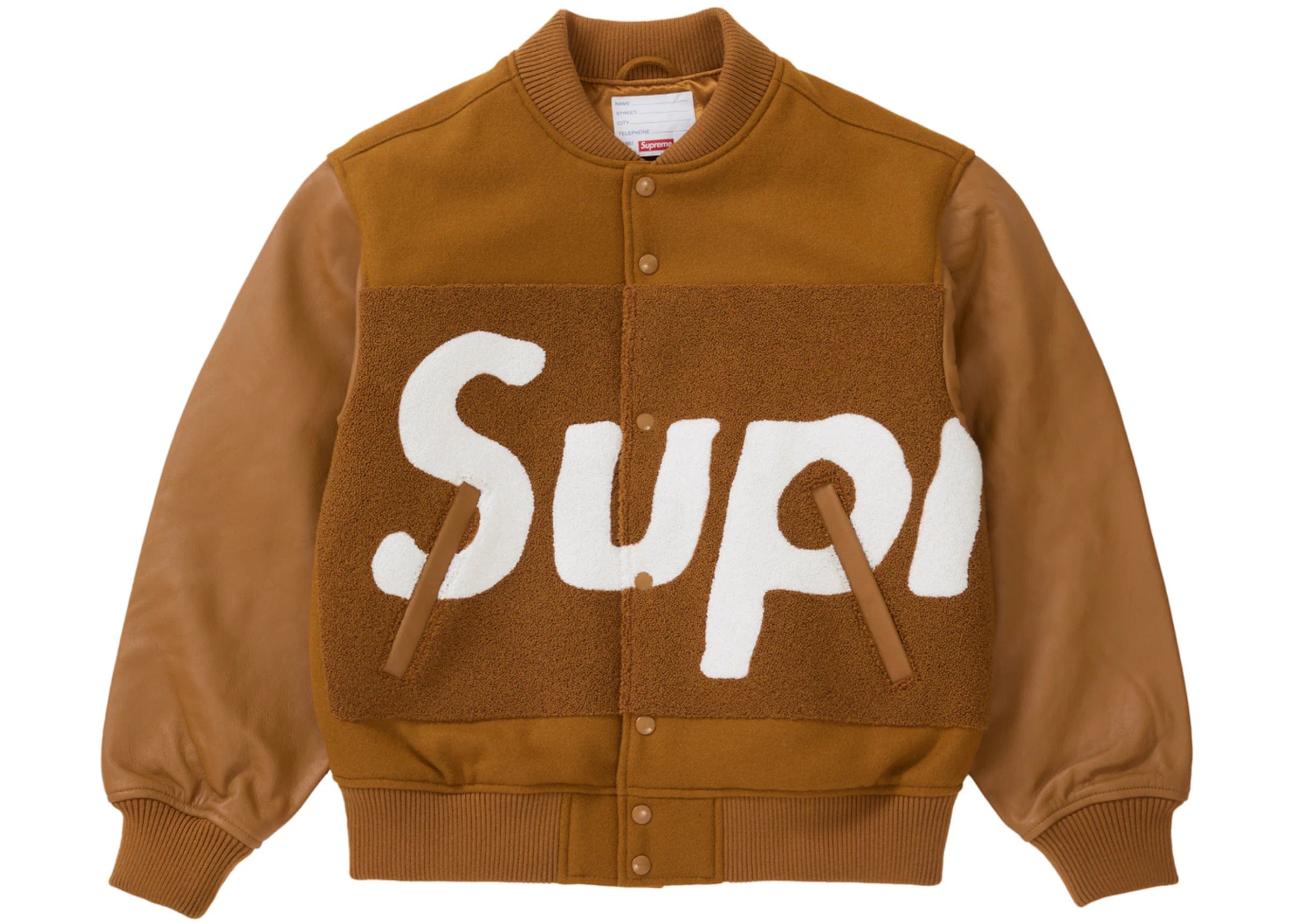 Supreme Big Logo Chenille Varsity Jacket Mustard (WORN)