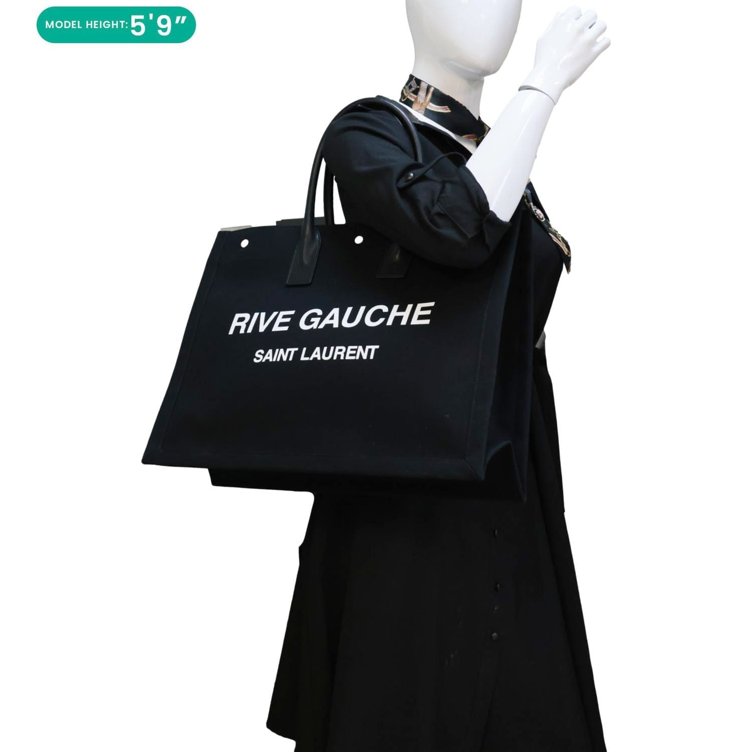 YVES SAINT LAURENT Rive Gauche Leather Tote Bag Black