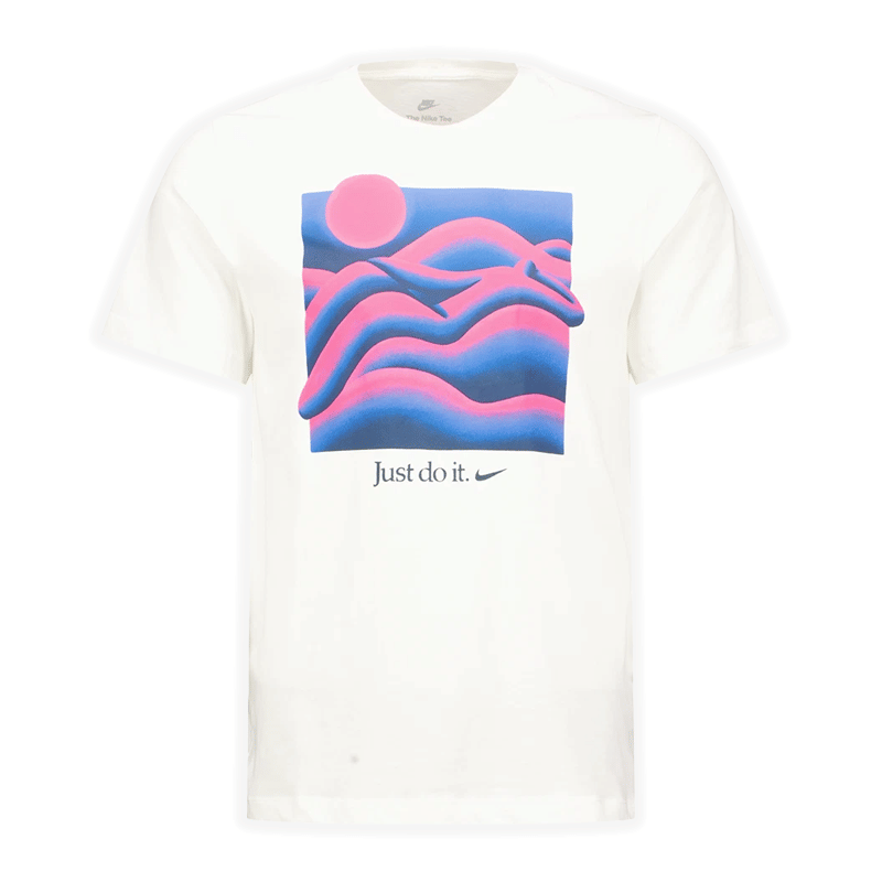Nike Just Do It Waves T-Shirt White/Pink/Blue