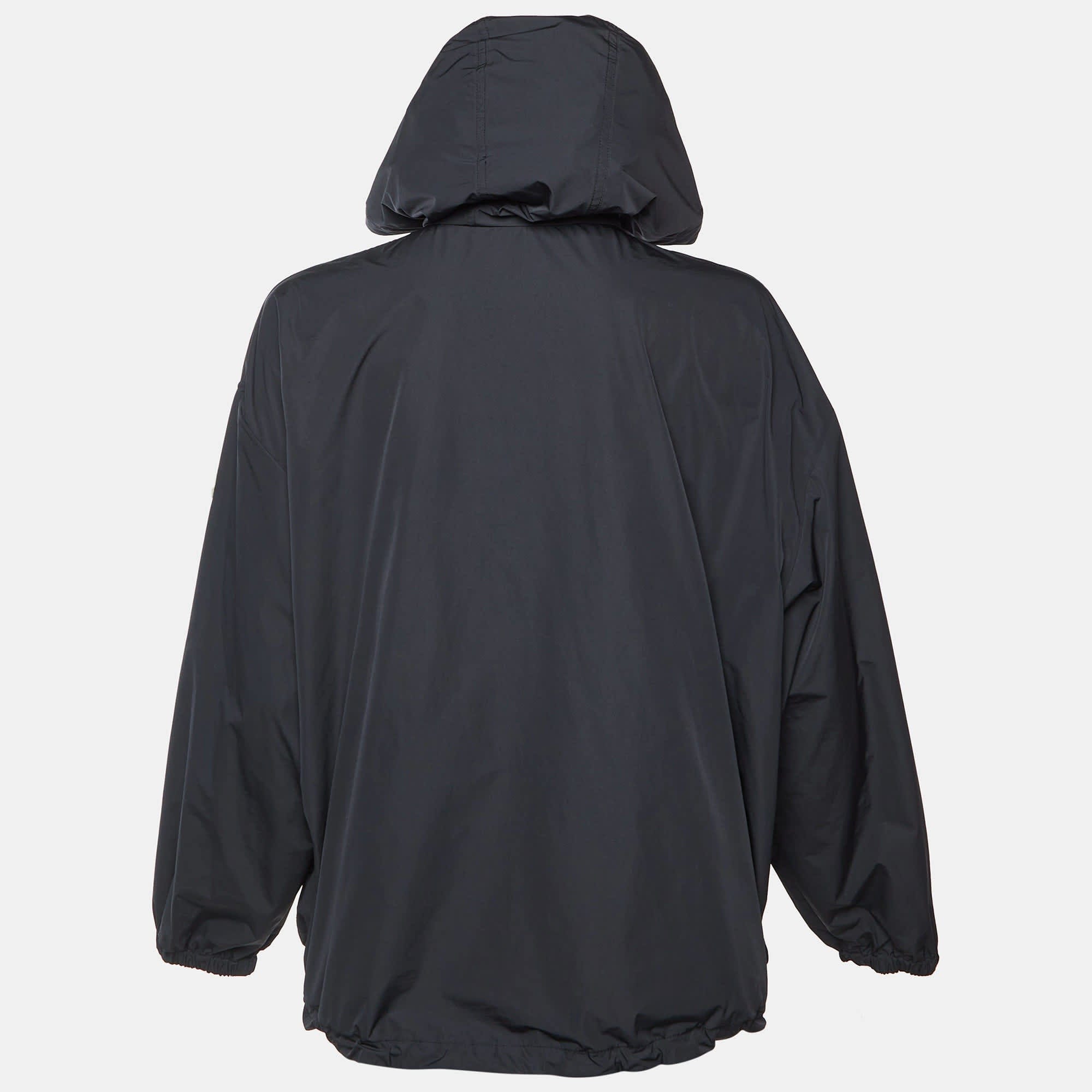 Moncler Black Nylon Tyx Zip Up Hooded Jacket