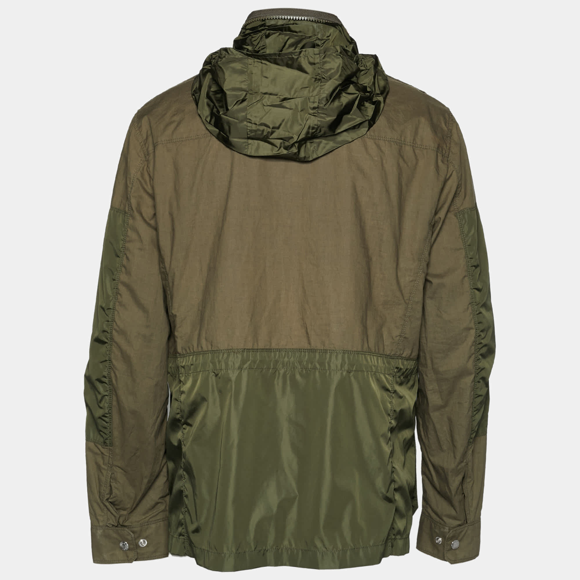 Moncler Green Cotton & Synthetic Concealed Hood Jacket