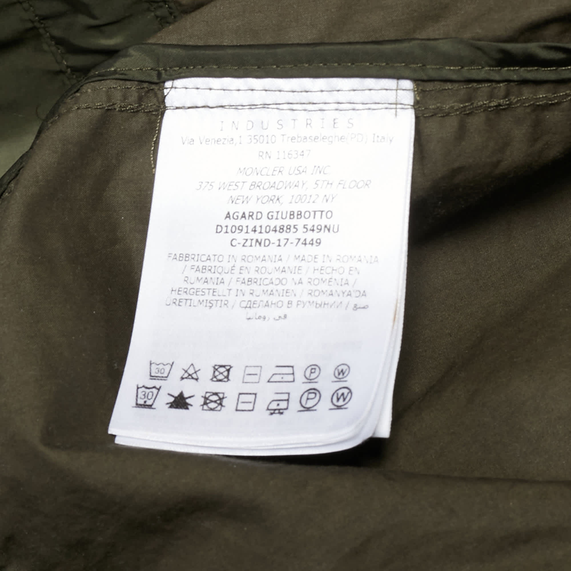 Moncler Green Cotton & Synthetic Concealed Hood Jacket