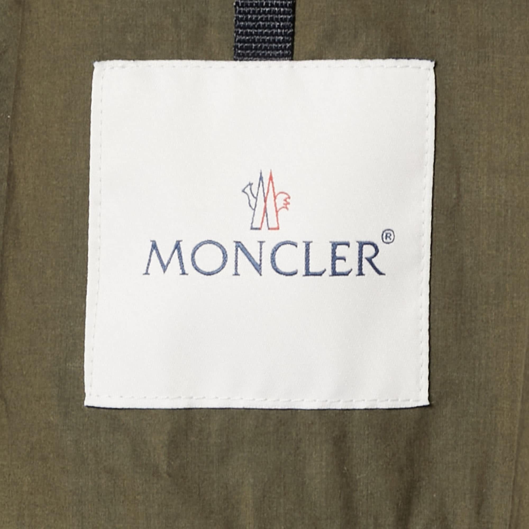 Moncler Green Cotton & Synthetic Concealed Hood Jacket