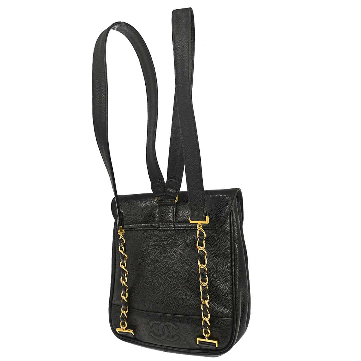 Chanel 1996 - 1997 Black Caviar Skin Triple CC Backpack