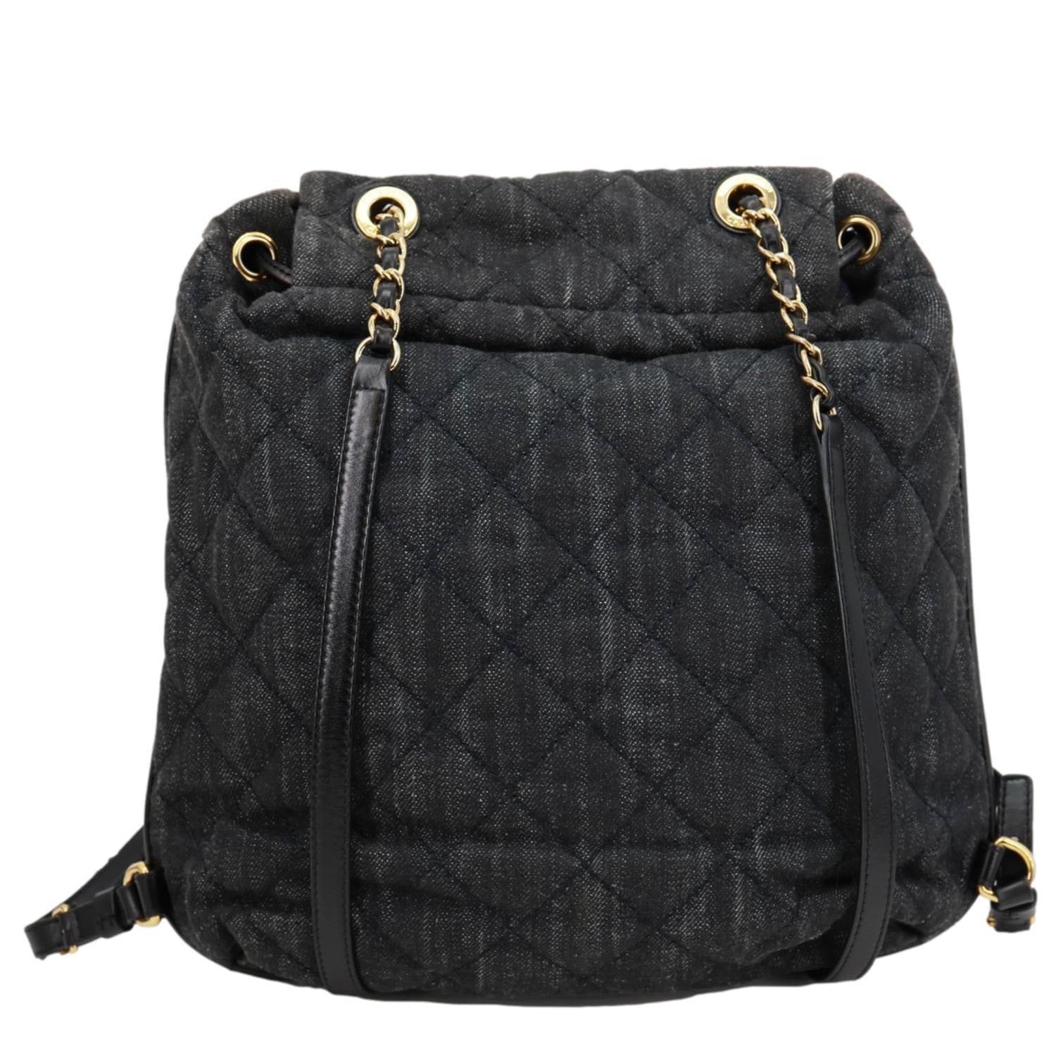CHANEL CC Quilted Denim Backpack Black