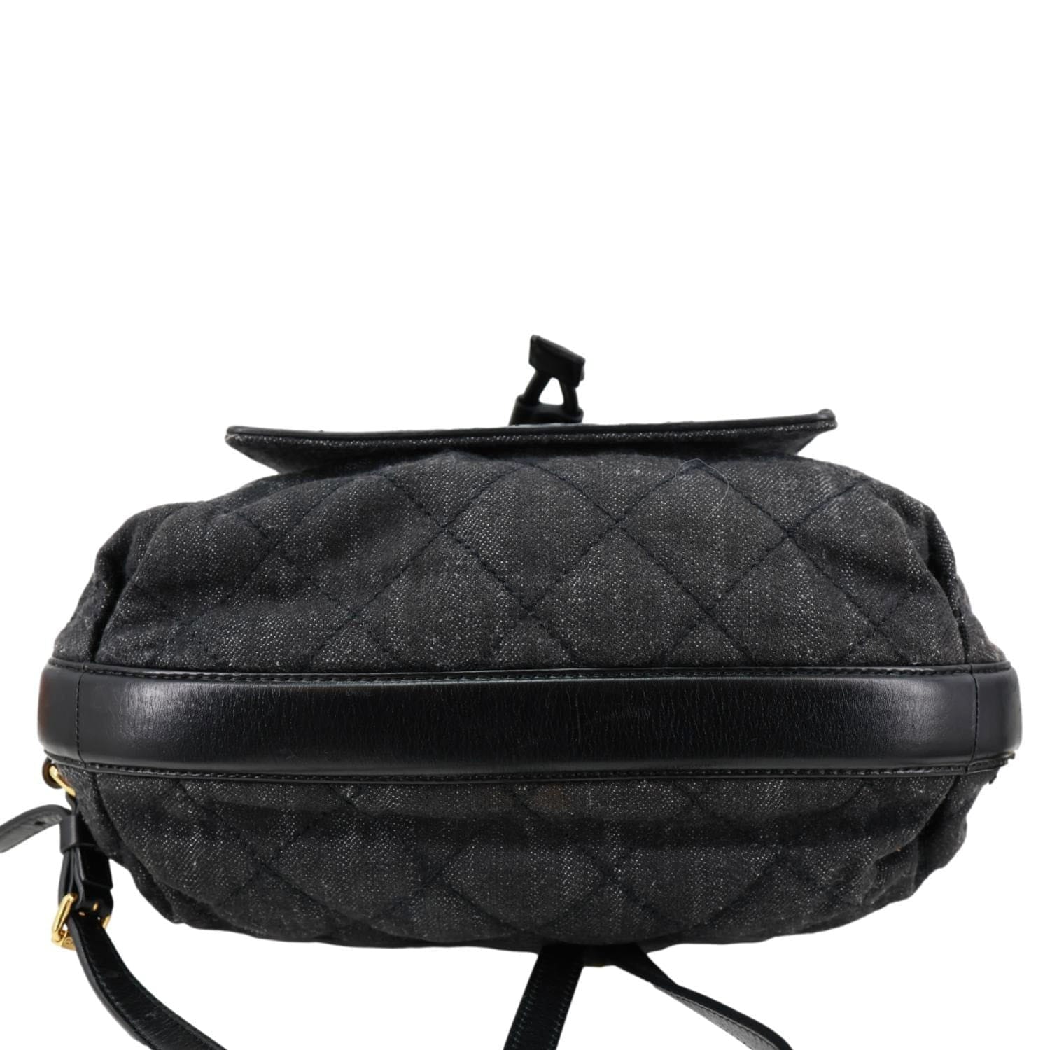 CHANEL CC Quilted Denim Backpack Black