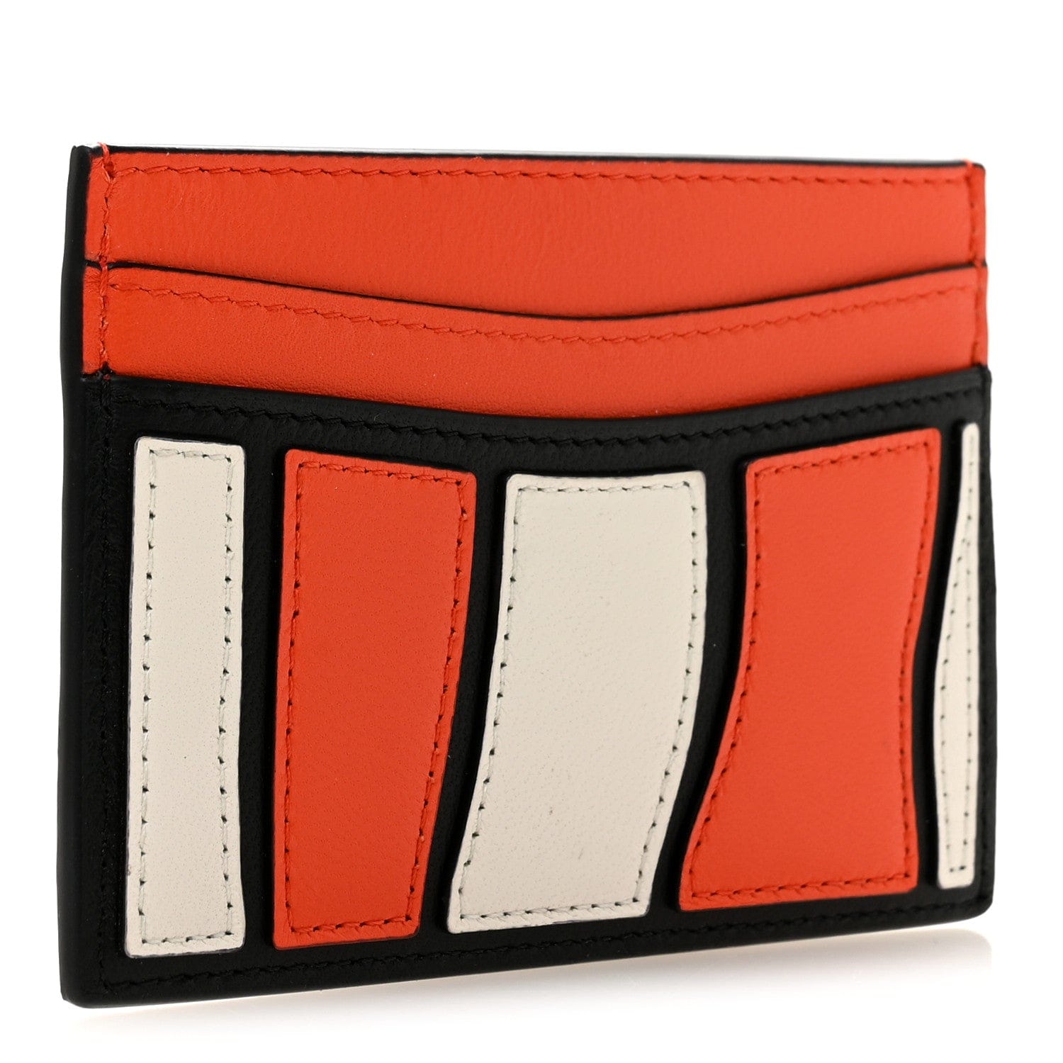 Chanel Lambskin Coco Beach Card Holder Orange White Black