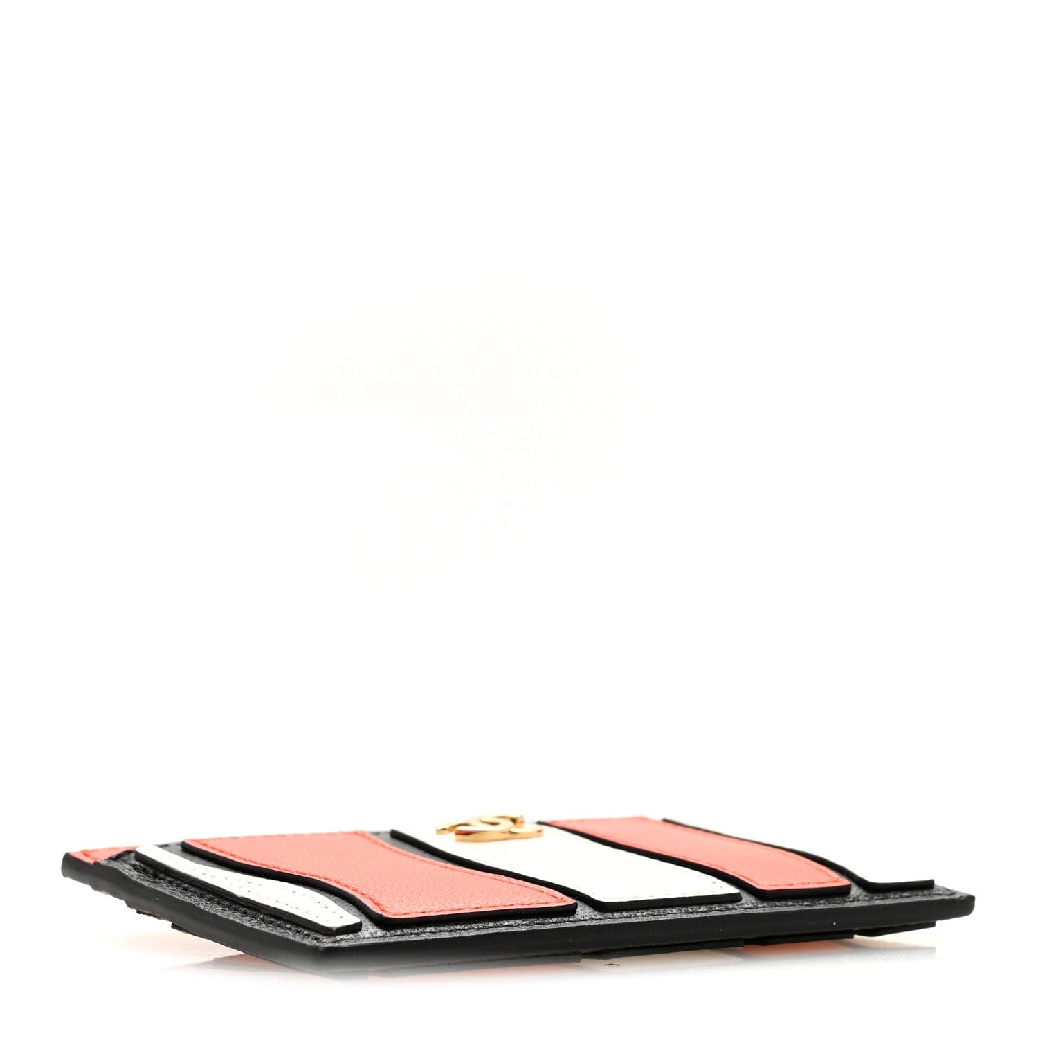Chanel Lambskin Coco Beach Card Holder Orange White Black